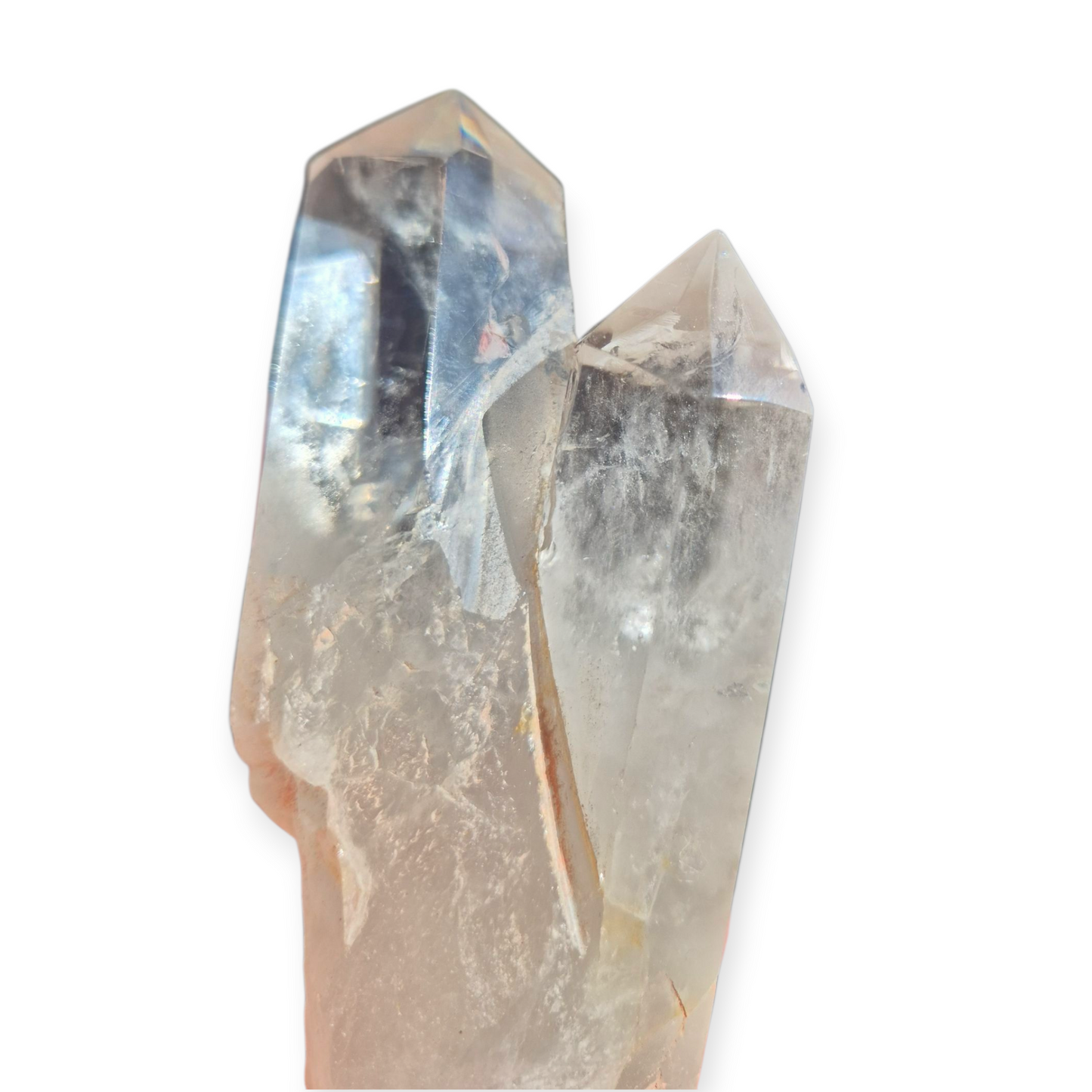 Crystals - Clear Quartz Double Generator/Tower with Gold Stand