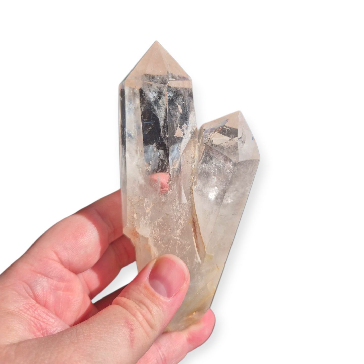 Crystals - Clear Quartz Double Generator/Tower with Gold Stand