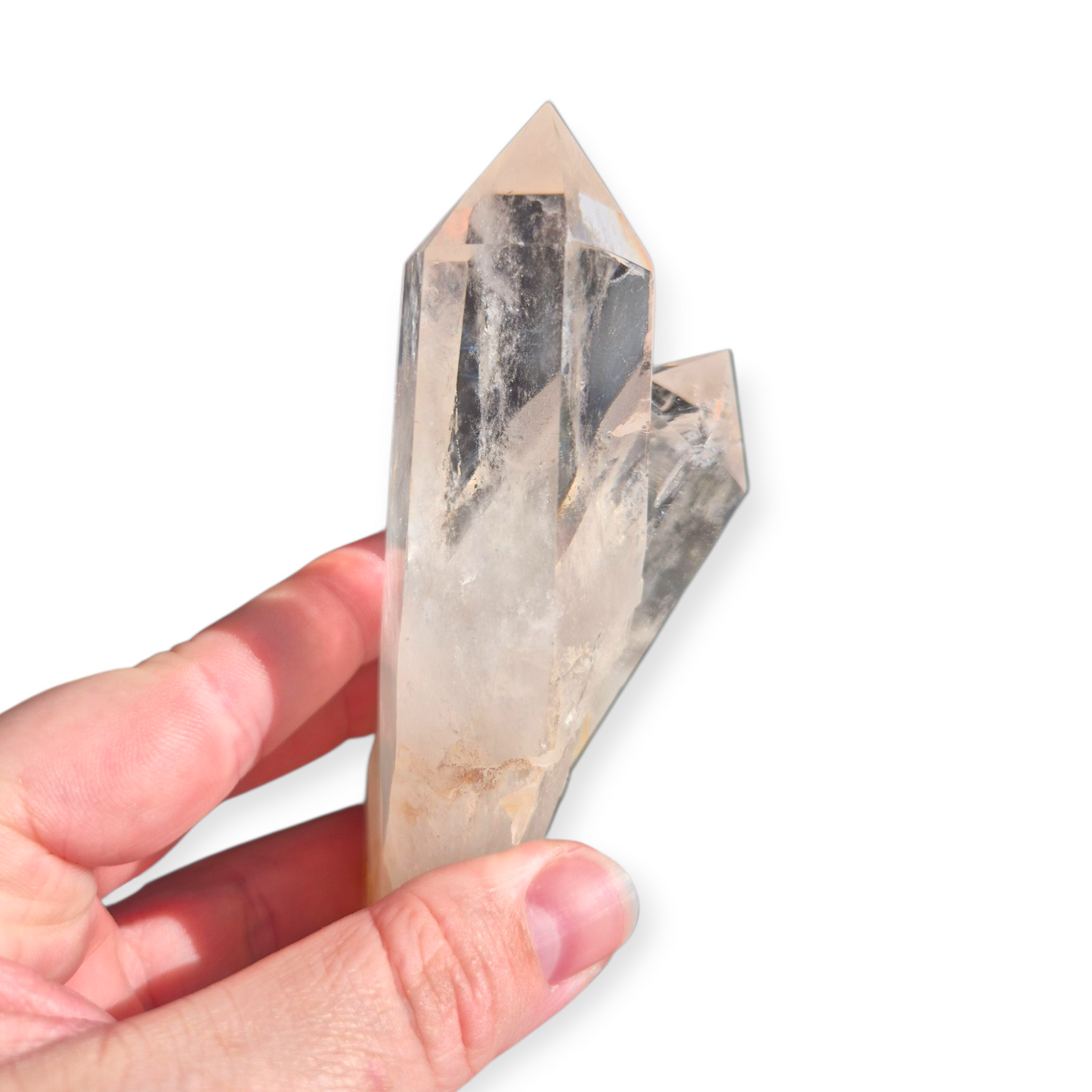 Crystals - Clear Quartz Double Generator/Tower with Gold Stand