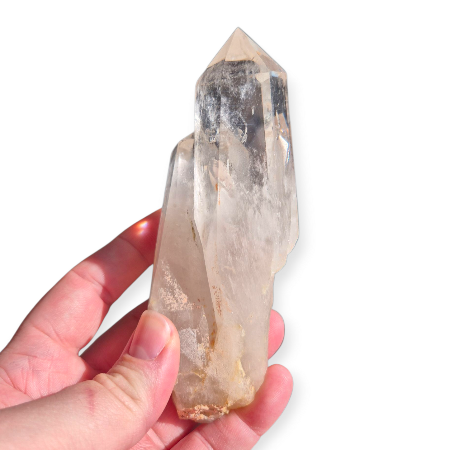 Crystals - Clear Quartz Double Generator/Tower with Gold Stand