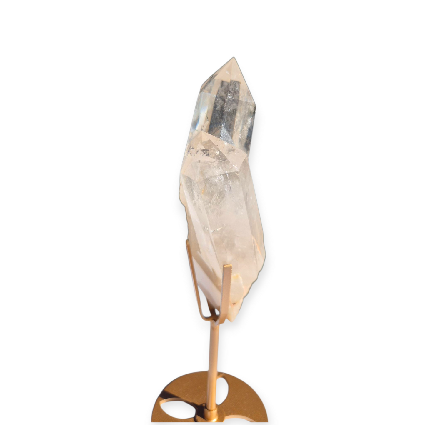 Crystals - Clear Quartz Double Generator/Tower with Gold Stand