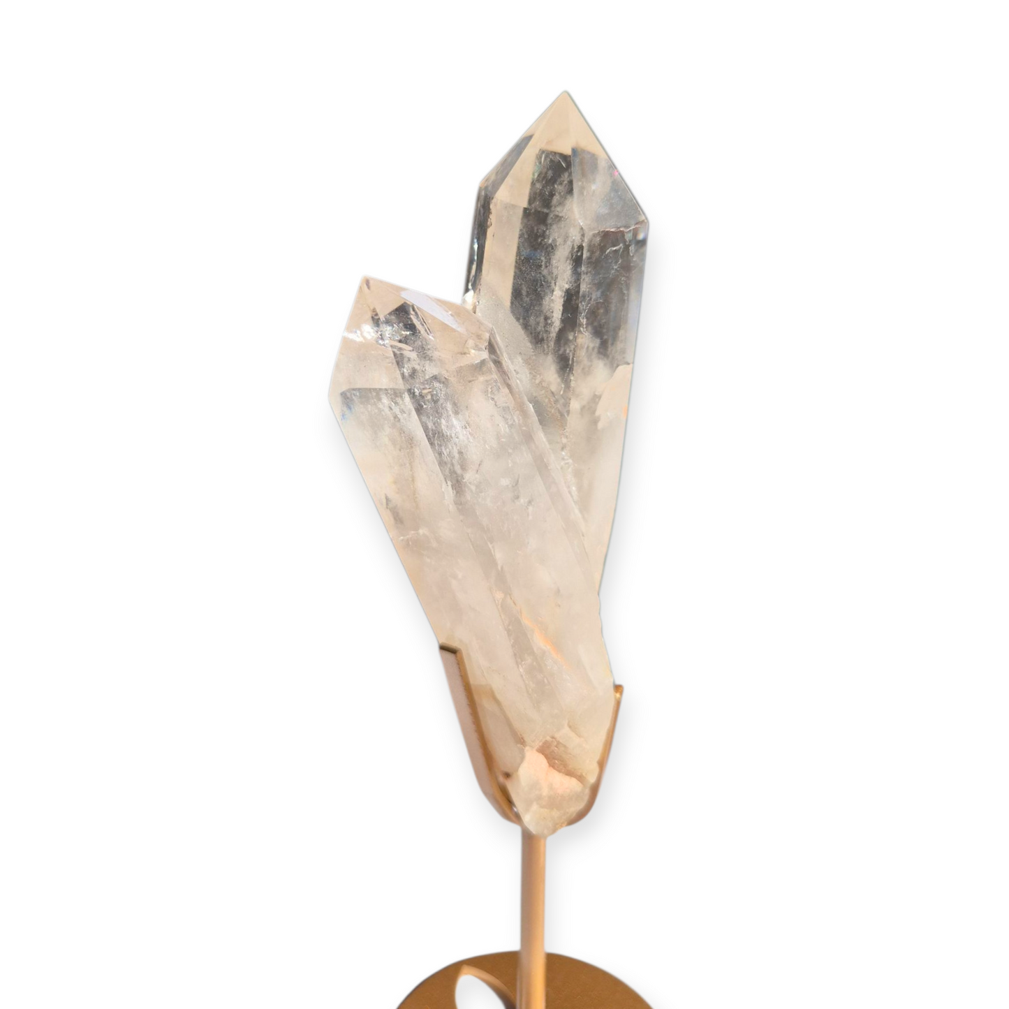 Crystals - Clear Quartz Double Generator/Tower with Gold Stand