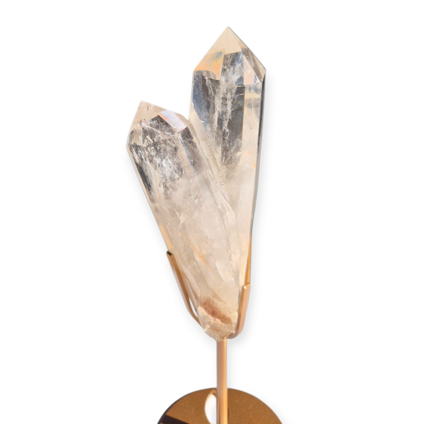 Crystals - Clear Quartz Double Generator/Tower with Gold Stand