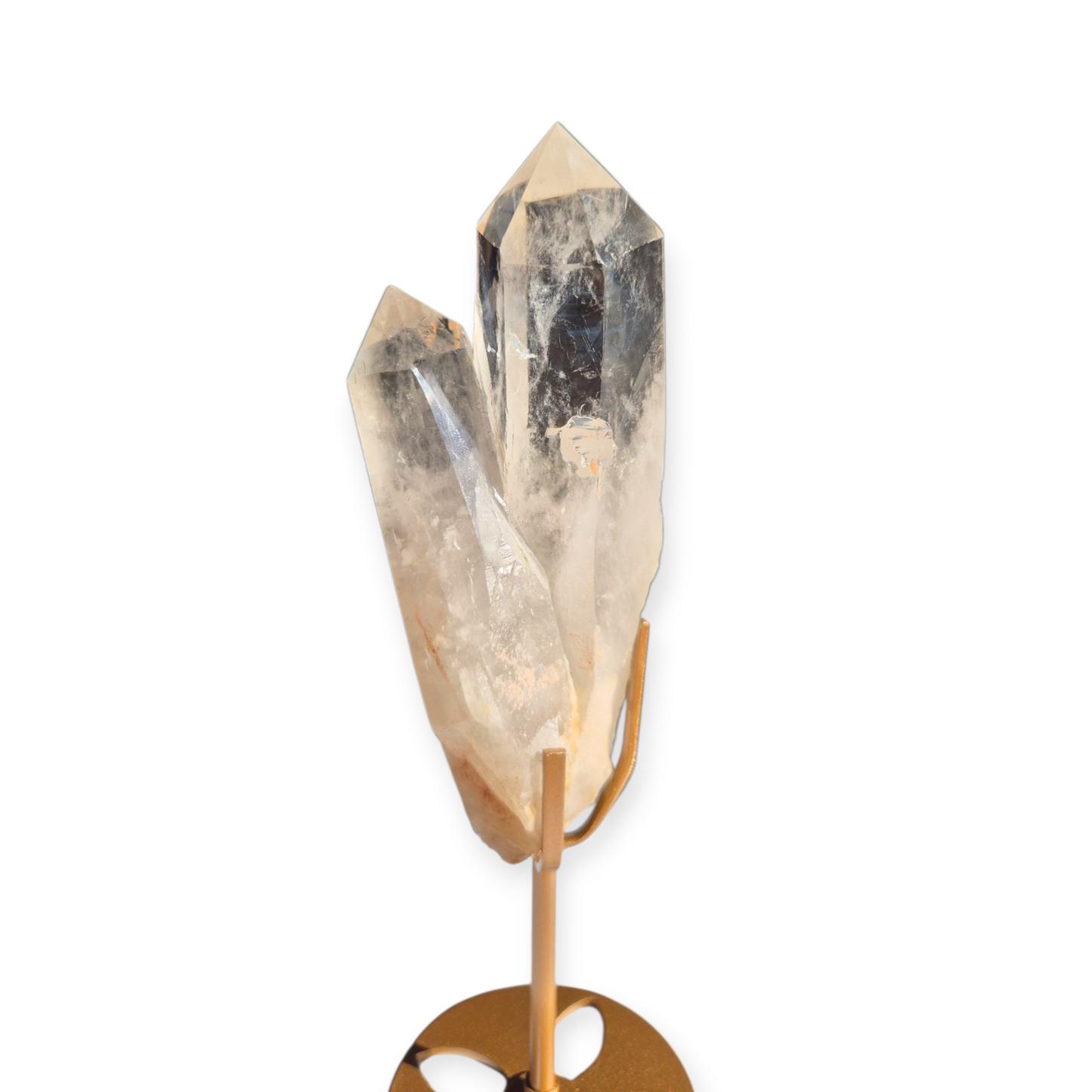 Crystals - Clear Quartz Double Generator/Tower with Gold Stand