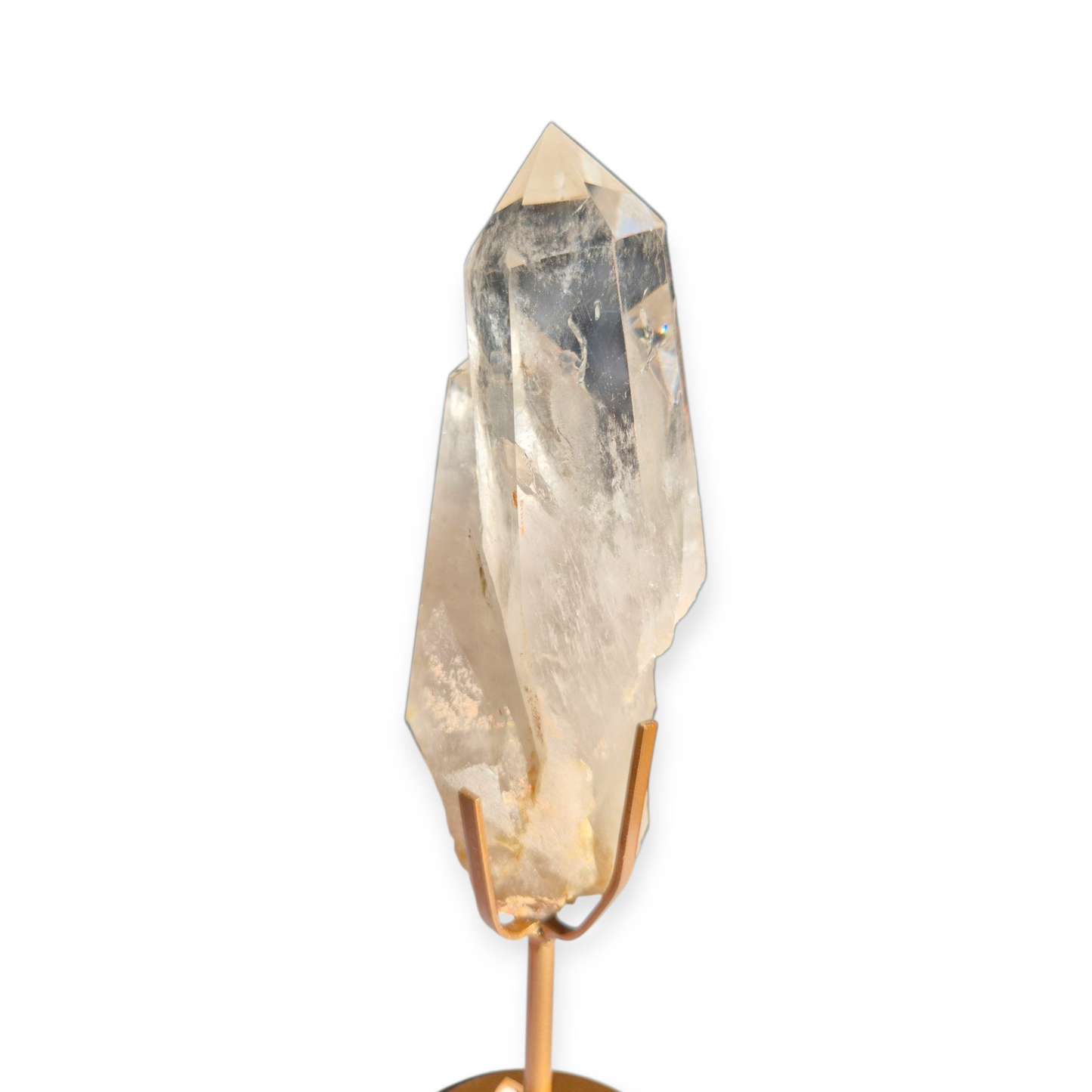 Crystals - Clear Quartz Double Generator/Tower with Gold Stand