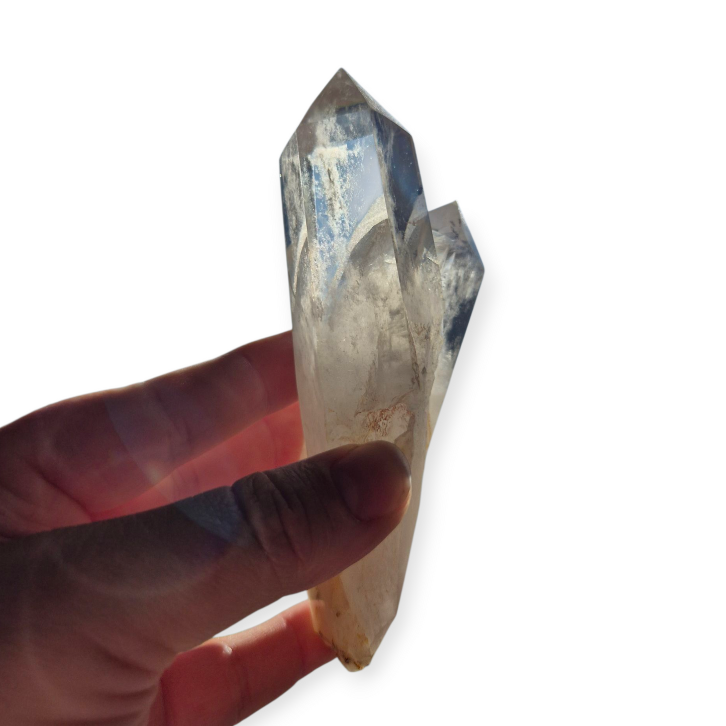 Crystals - Clear Quartz Double Generator/Tower with Gold Stand