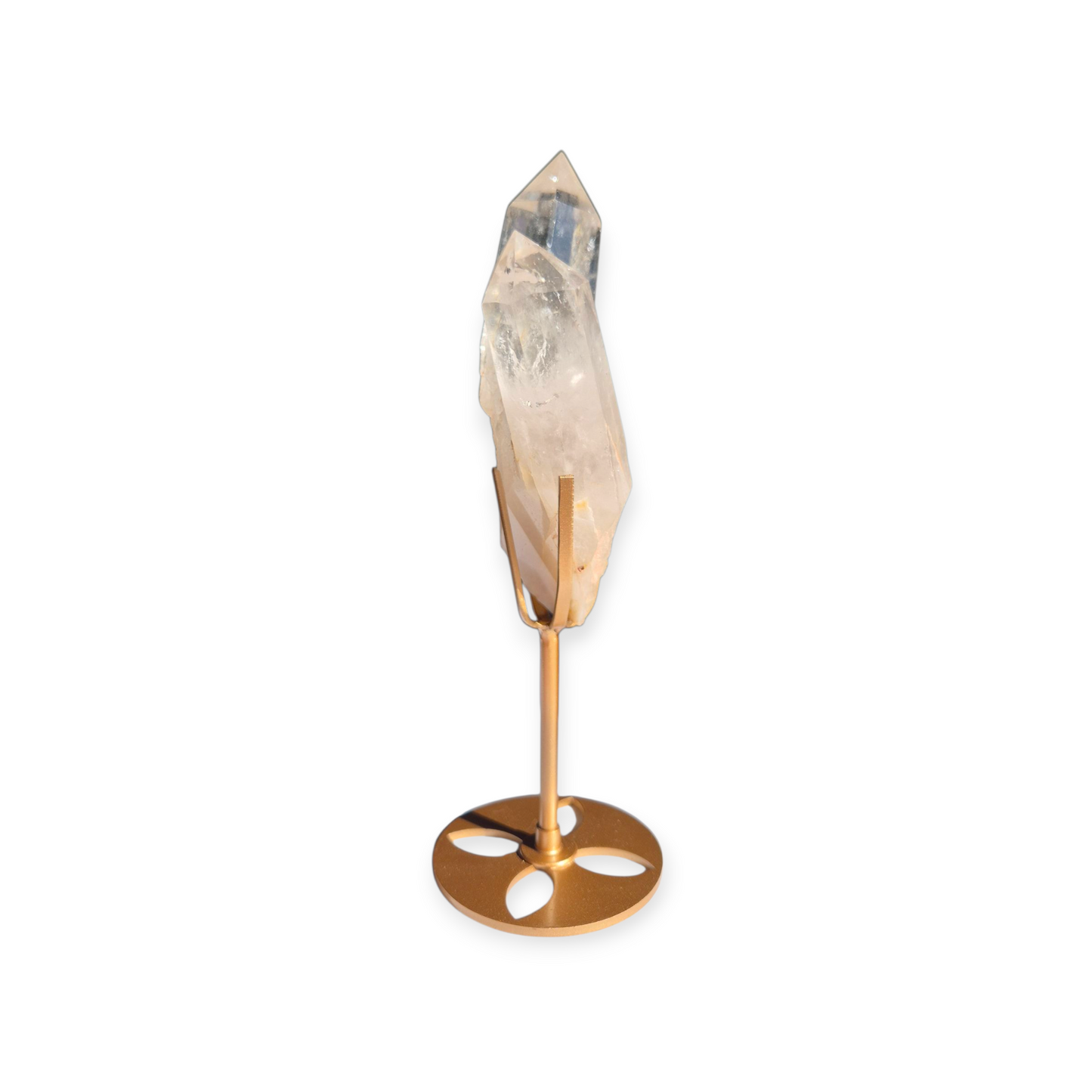 Crystals - Clear Quartz Double Generator/Tower with Gold Stand