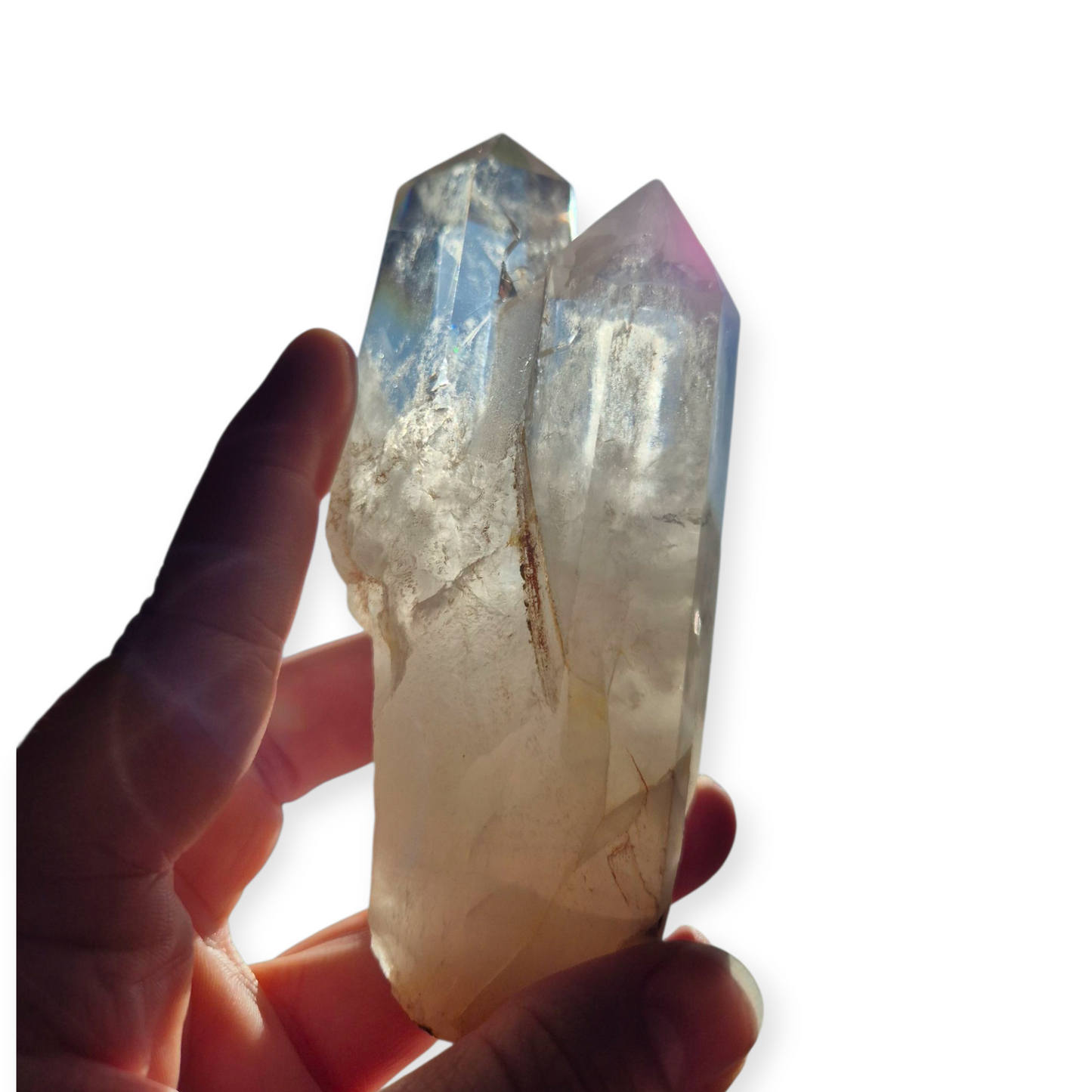Crystals - Clear Quartz Double Generator/Tower with Gold Stand