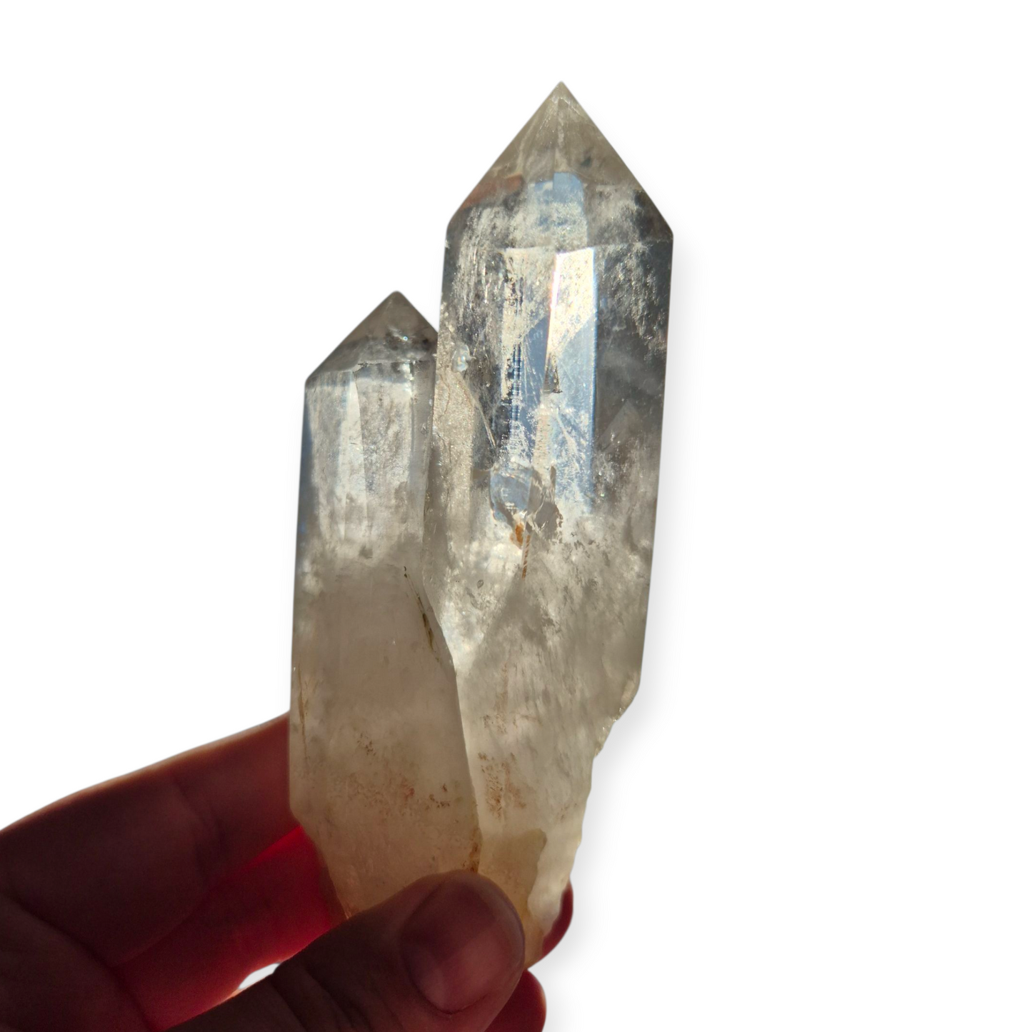 Crystals - Clear Quartz Double Generator/Tower with Gold Stand