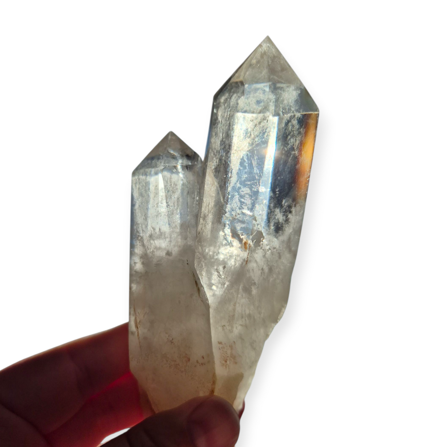 Crystals - Clear Quartz Double Generator/Tower with Gold Stand
