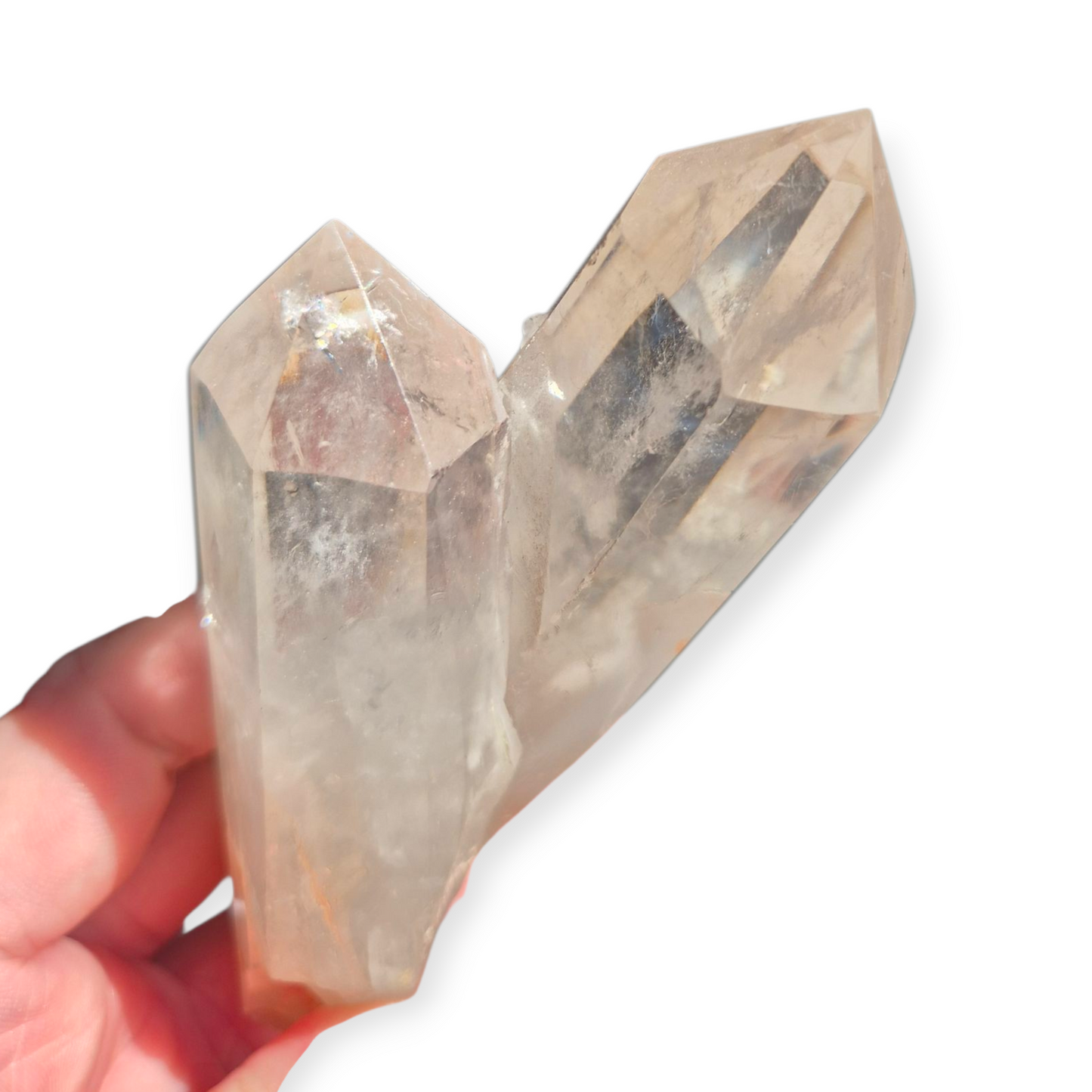Crystals - Clear Quartz Double Generator/Tower with Gold Stand