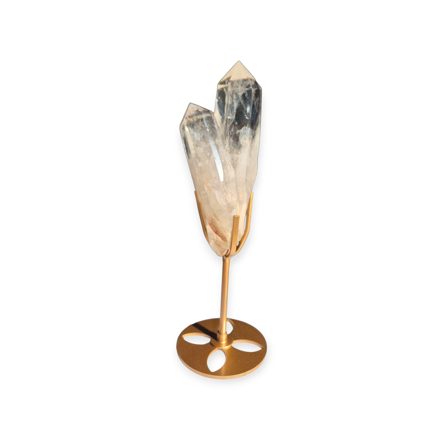 Crystals - Clear Quartz Double Generator/Tower with Gold Stand