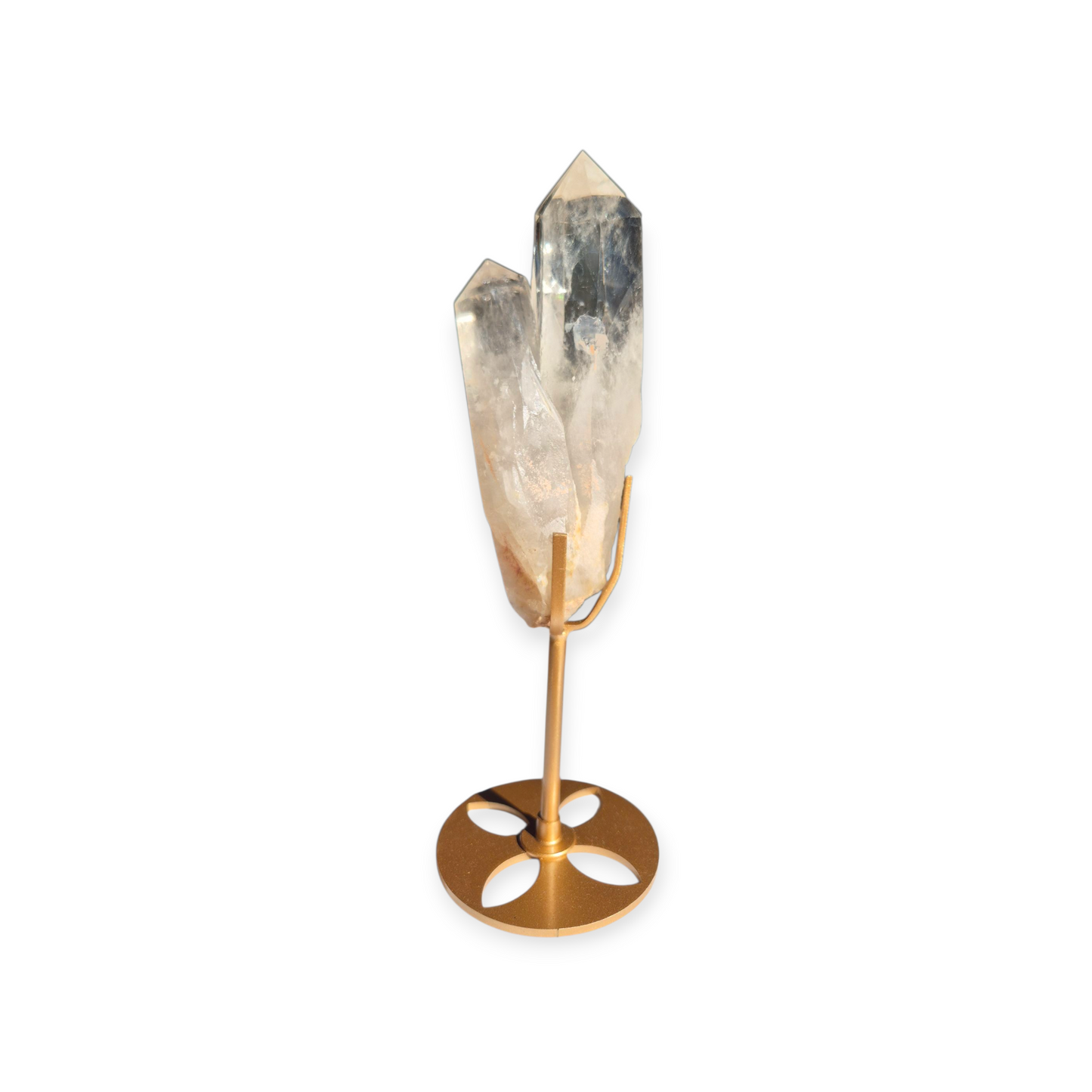 Crystals - Clear Quartz Double Generator/Tower with Gold Stand