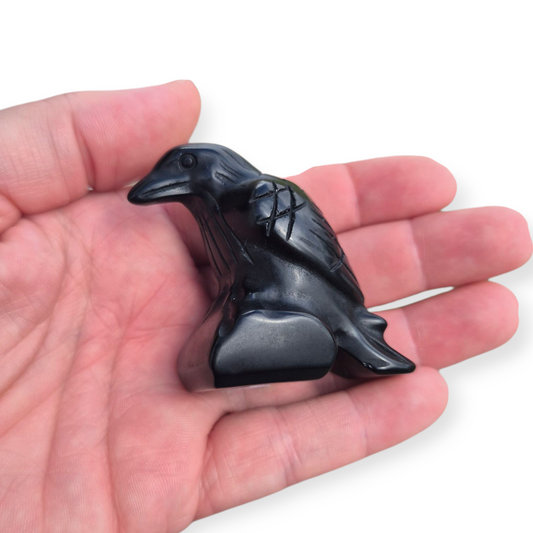 Crystals - Black Obsidian Raven Carving