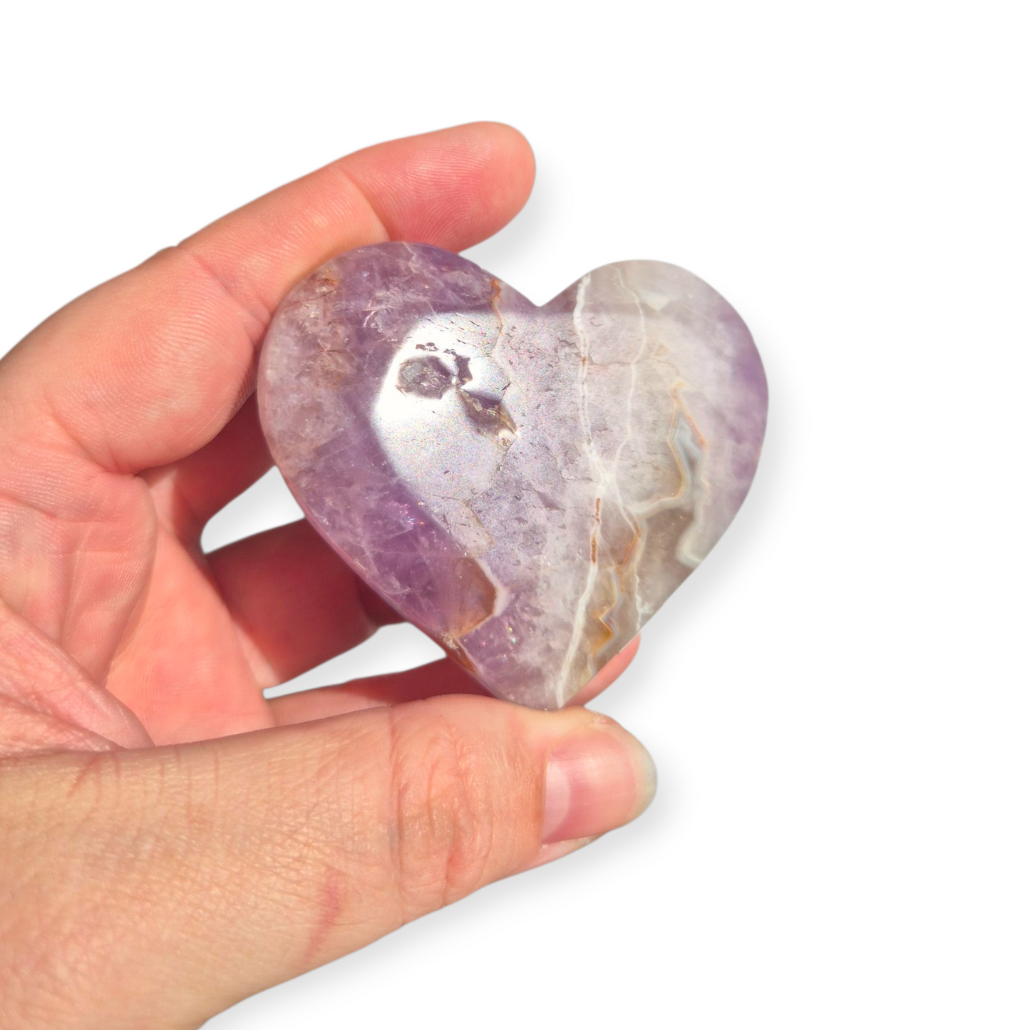 Crystals - Amethyst with Agate Polished Heart