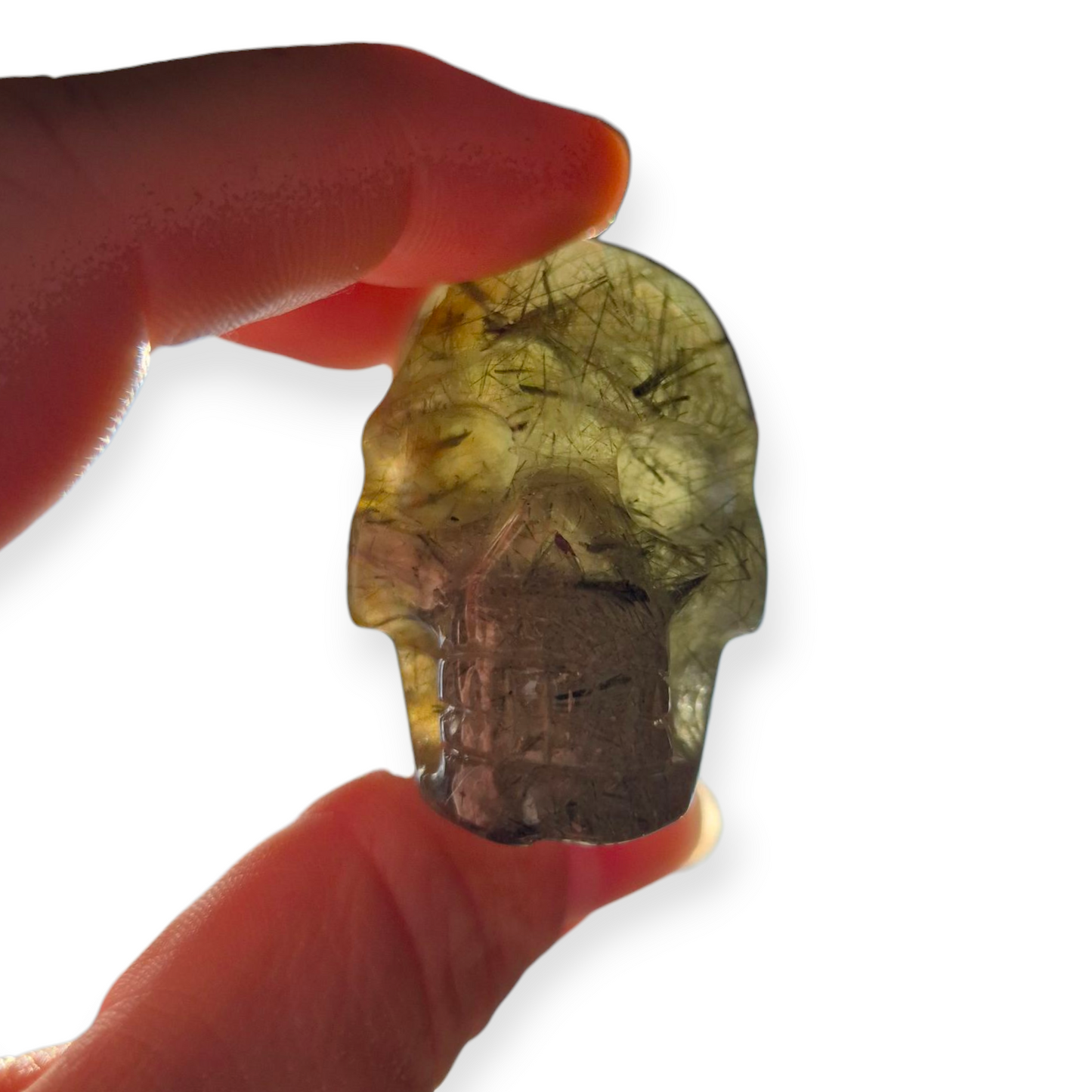 Crystals -  Epidote in Prehnite Skull