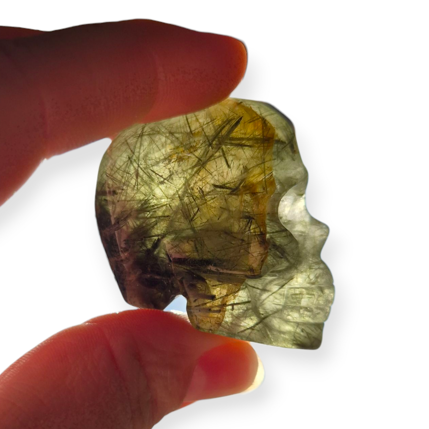 Crystals -  Epidote in Prehnite Skull