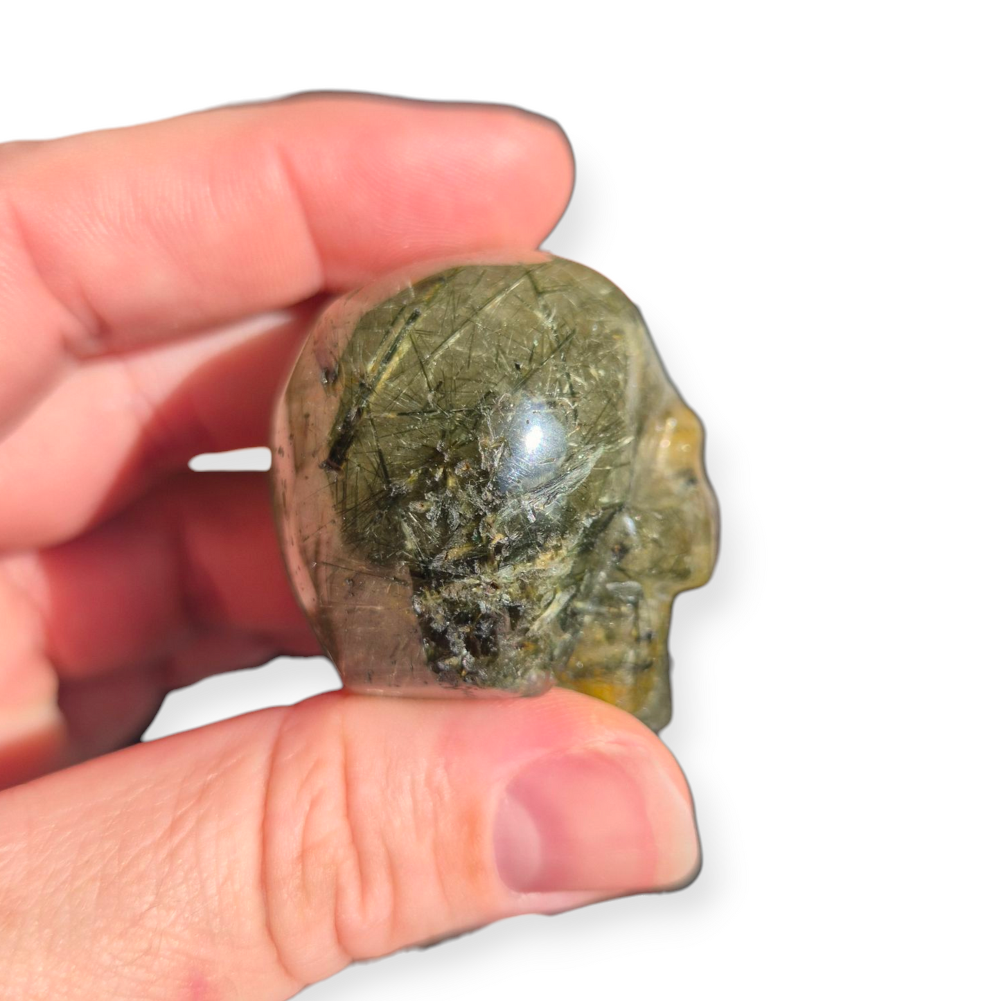 Crystals -  Epidote in Prehnite Skull