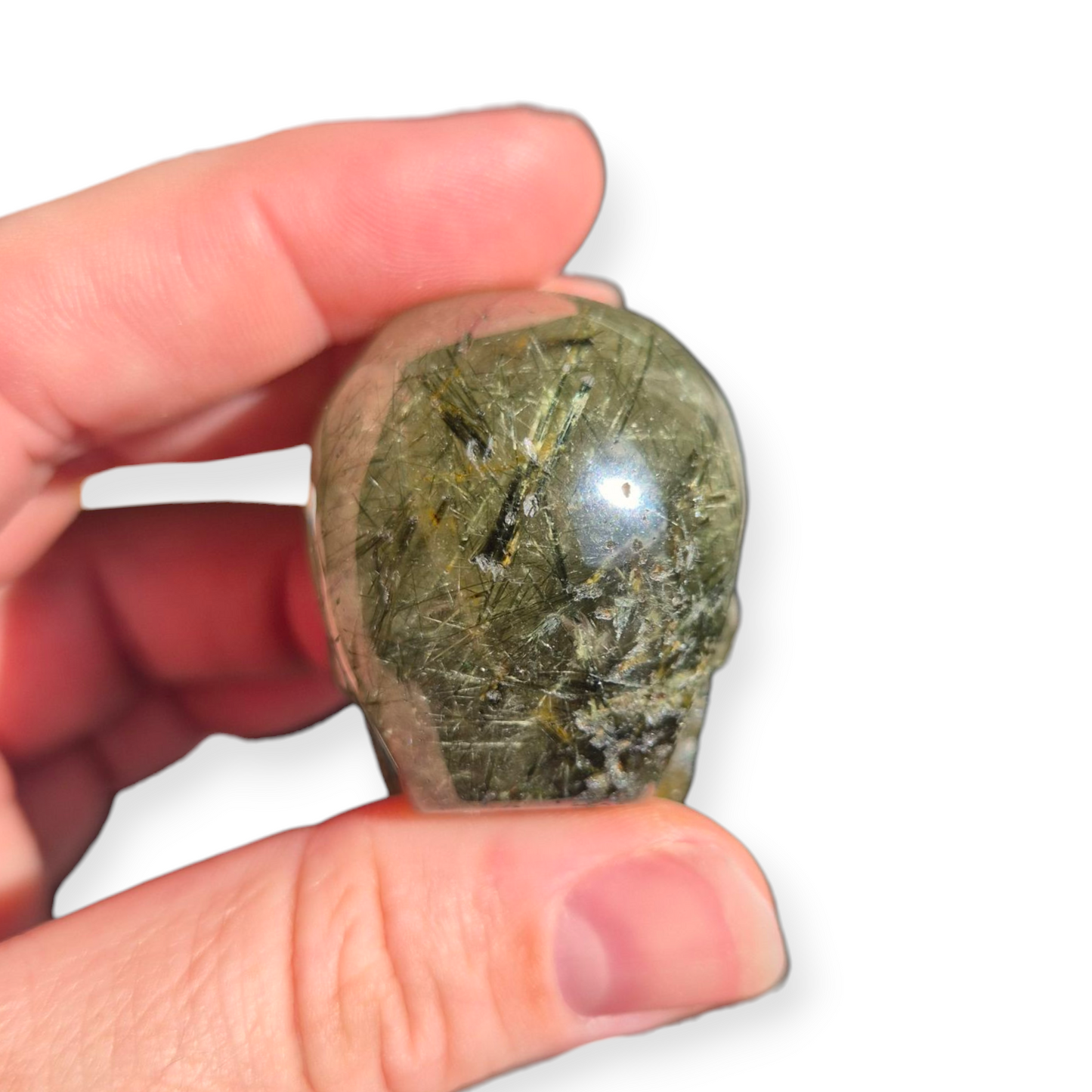 Crystals -  Epidote in Prehnite Skull