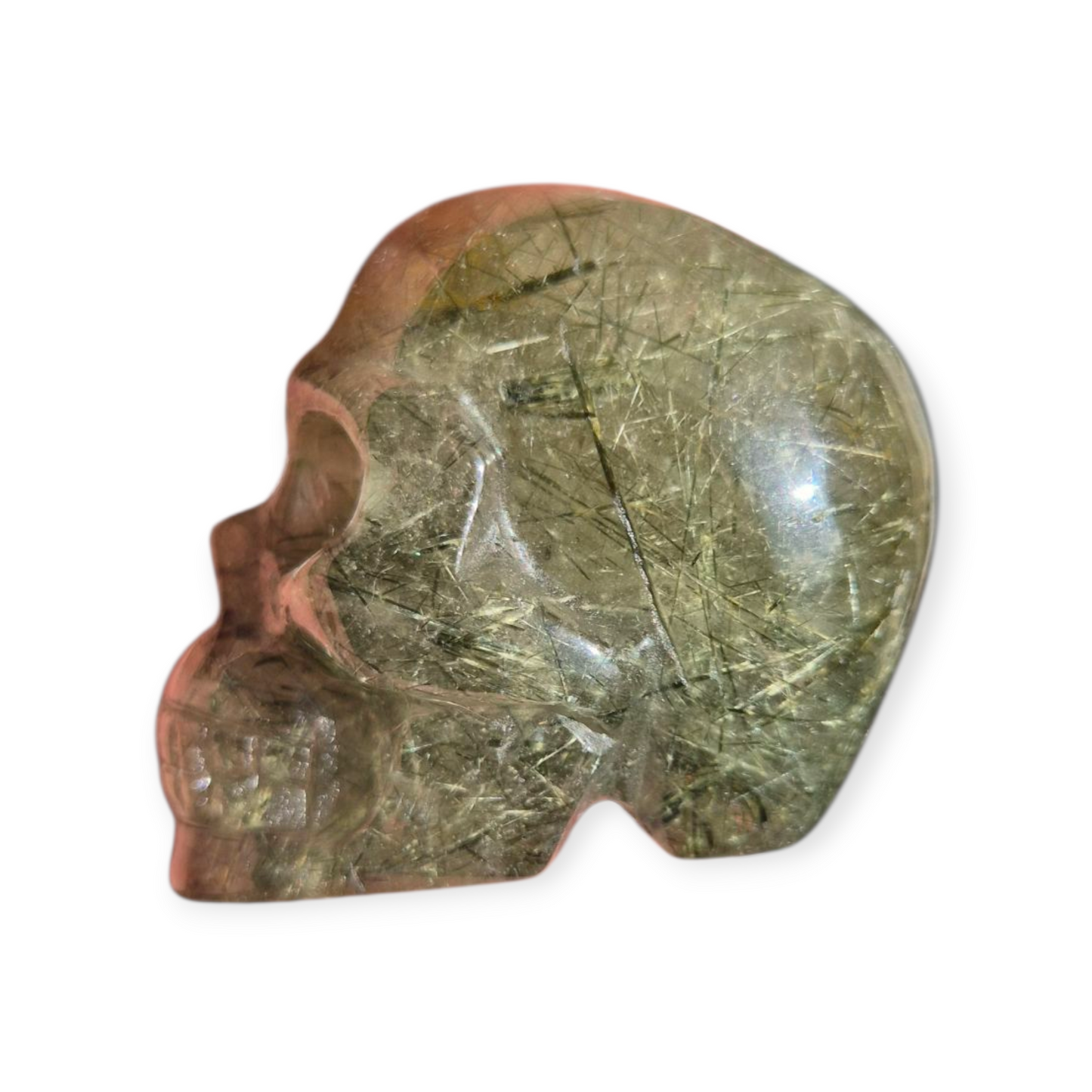 Crystals -  Epidote in Prehnite Skull