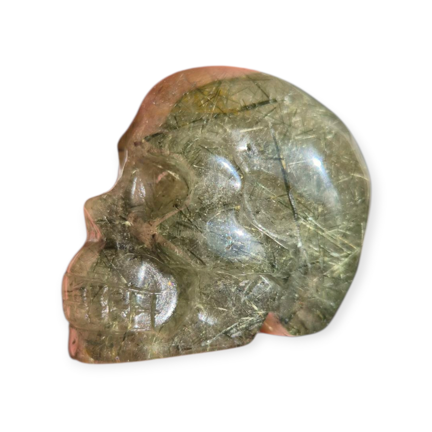 Crystals -  Epidote in Prehnite Skull