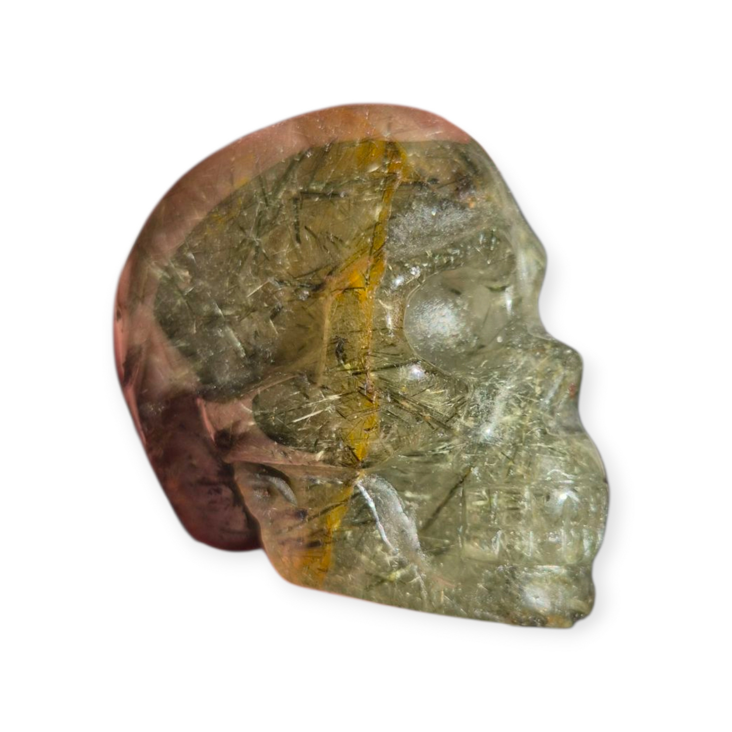 Crystals -  Epidote in Prehnite Skull