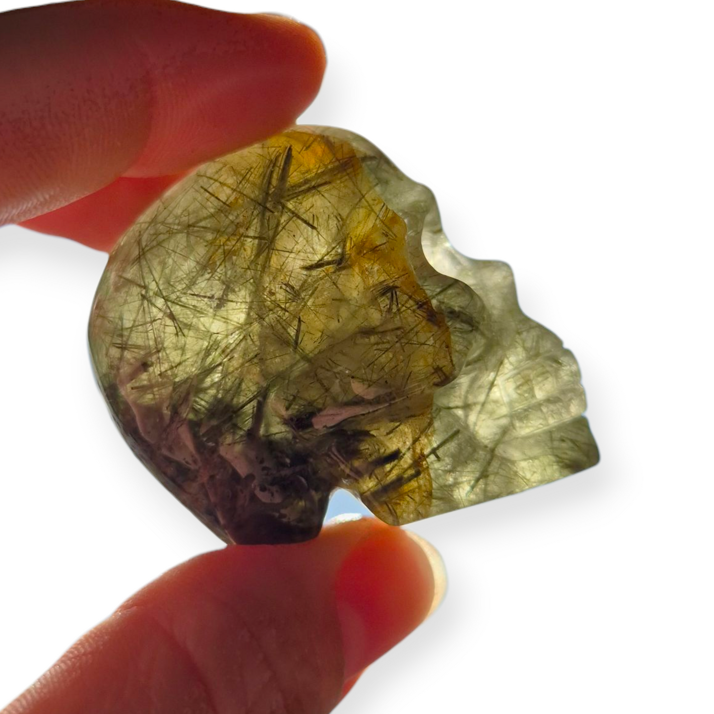 Crystals -  Epidote in Prehnite Skull