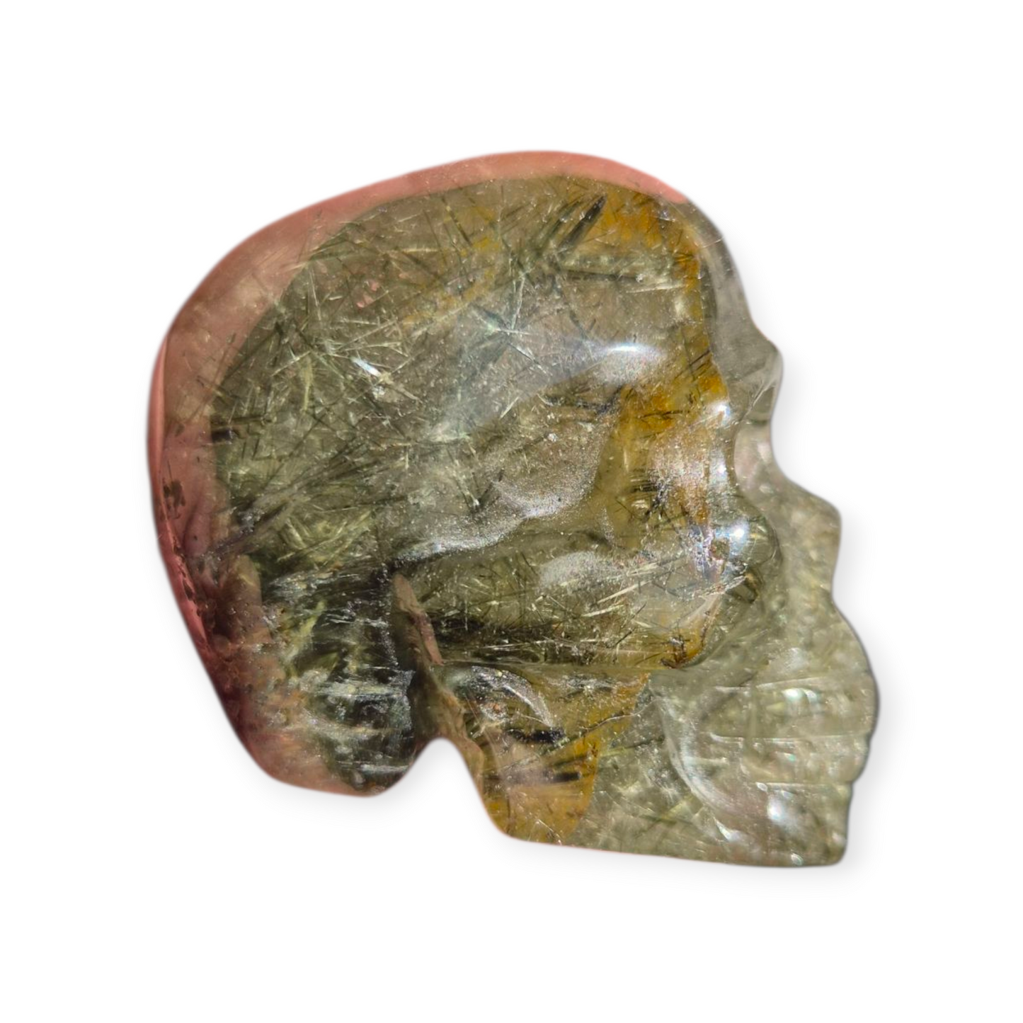 Crystals -  Epidote in Prehnite Skull