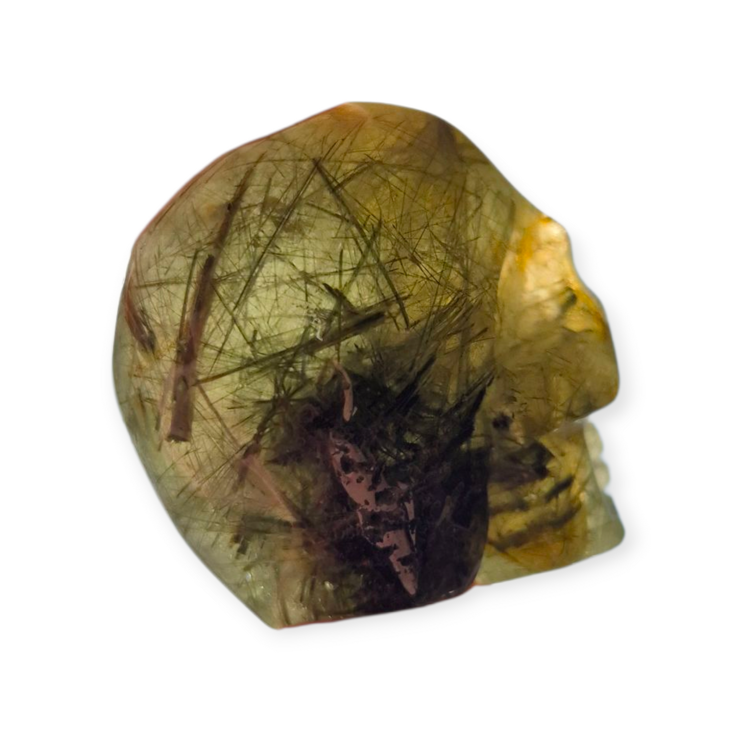 Crystals -  Epidote in Prehnite Skull