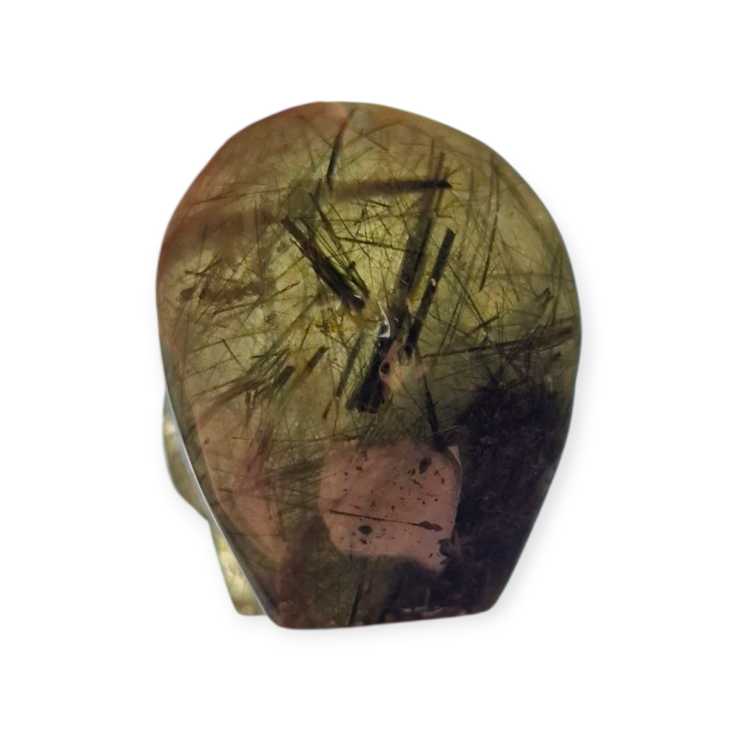 Crystals -  Epidote in Prehnite Skull