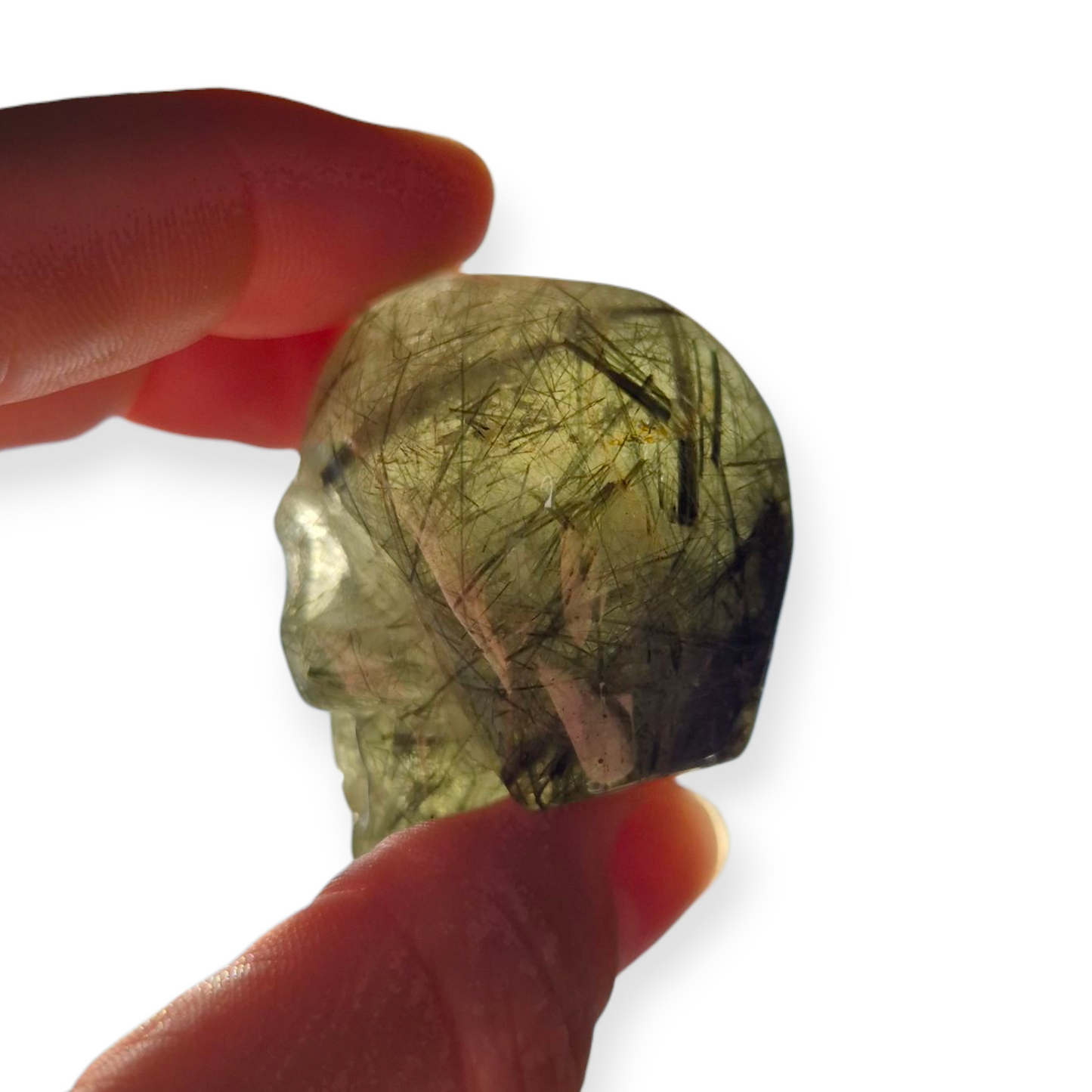 Crystals -  Epidote in Prehnite Skull