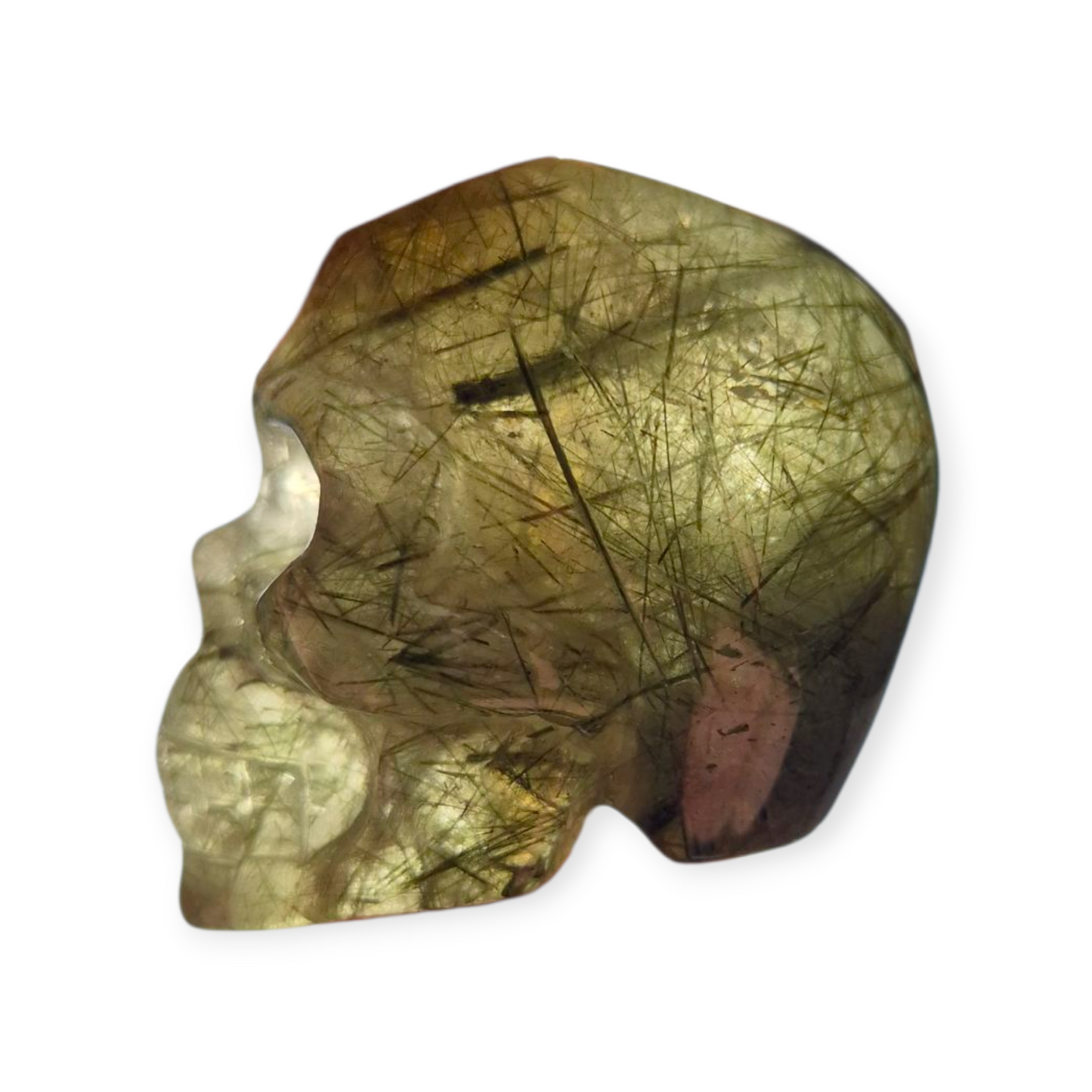Crystals -  Epidote in Prehnite Skull