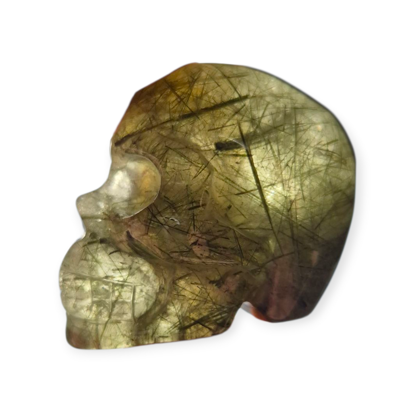 Crystals -  Epidote in Prehnite Skull