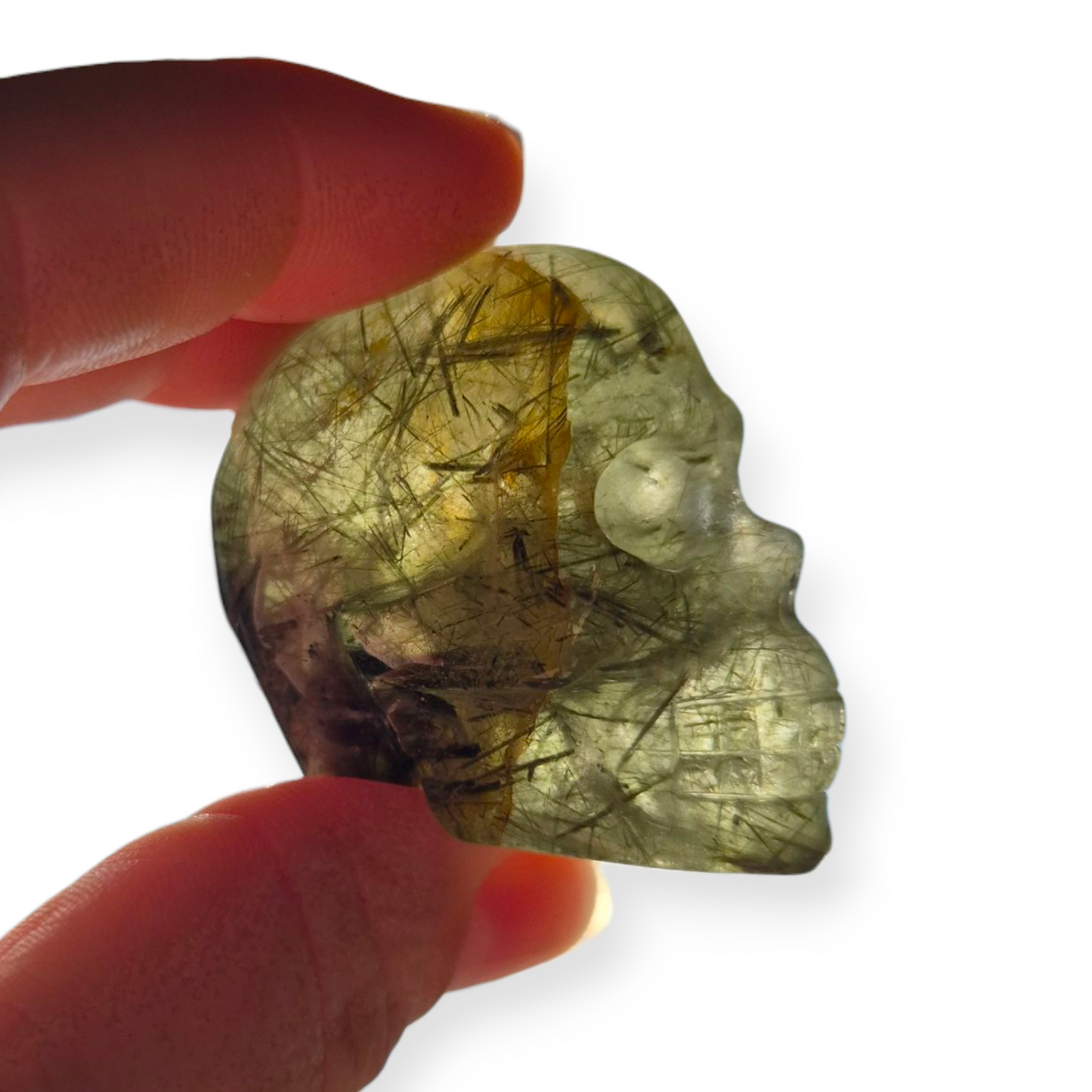 Crystals -  Epidote in Prehnite Skull