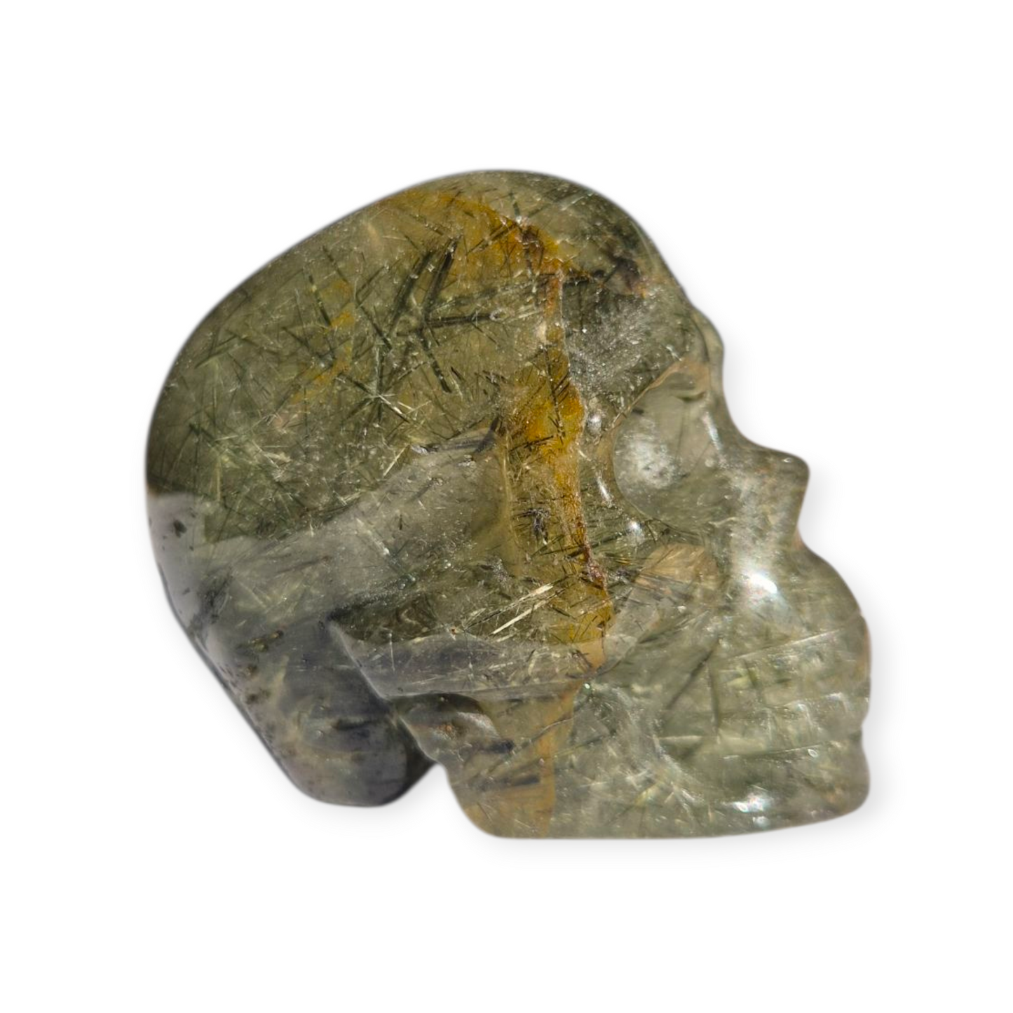 Crystals -  Epidote in Prehnite Skull