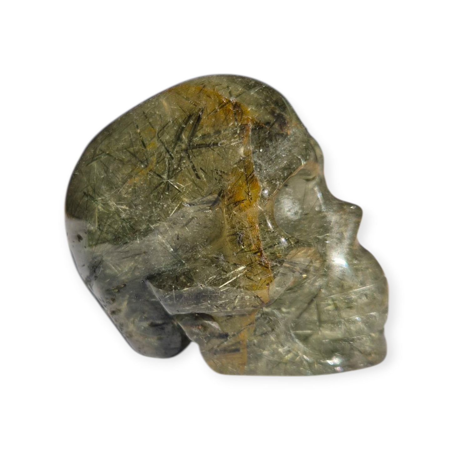 Crystals -  Epidote in Prehnite Skull