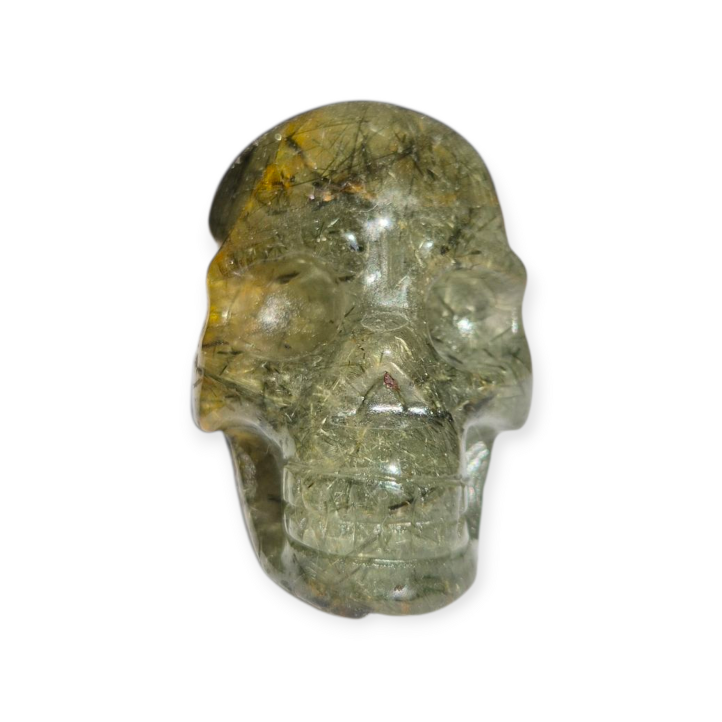 Crystals -  Epidote in Prehnite Skull