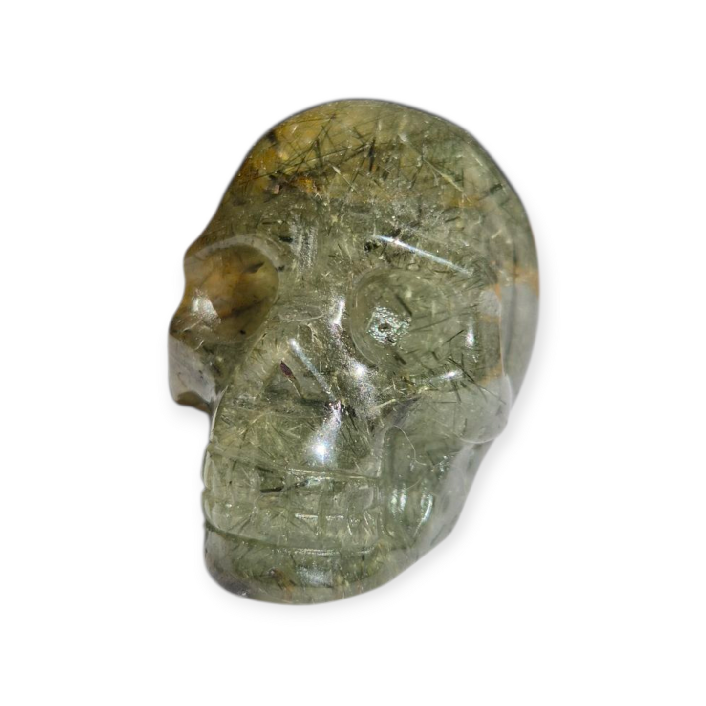 Crystals -  Epidote in Prehnite Skull