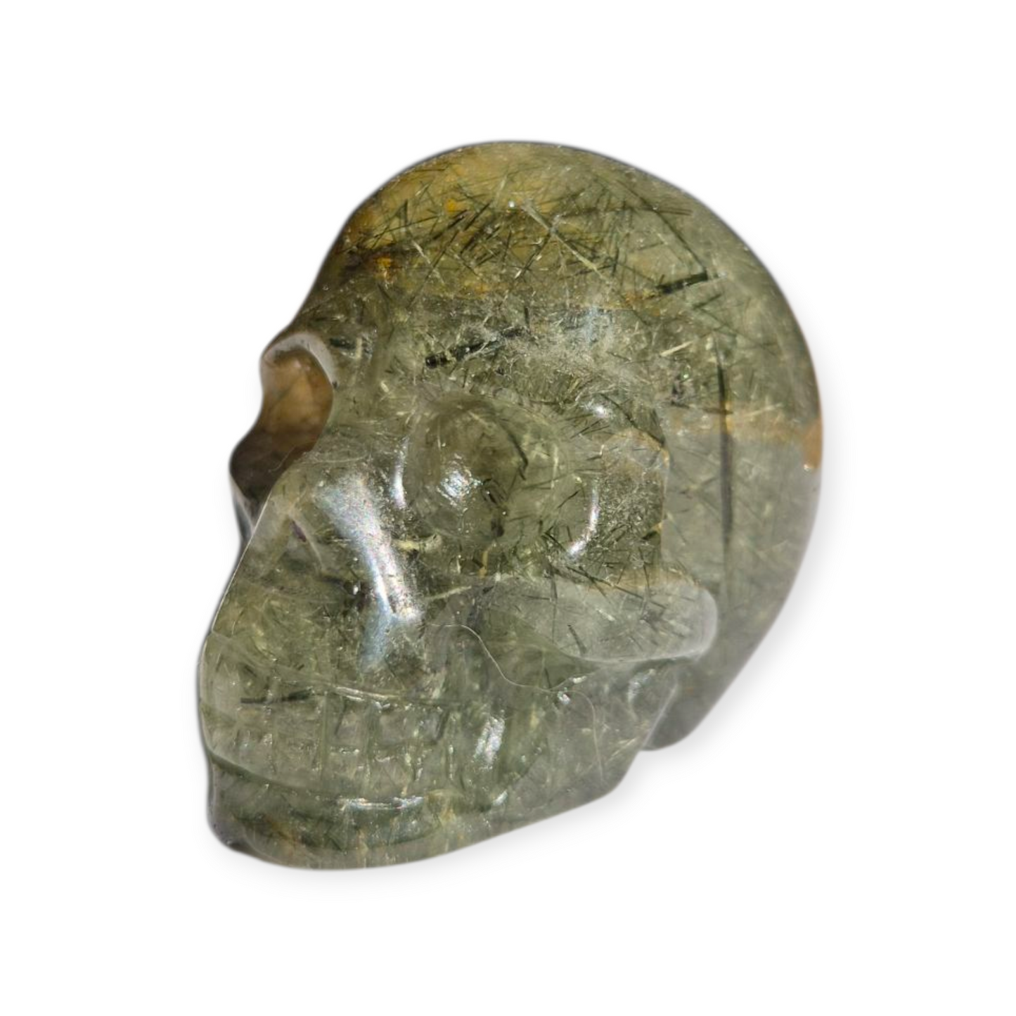 Crystals -  Epidote in Prehnite Skull