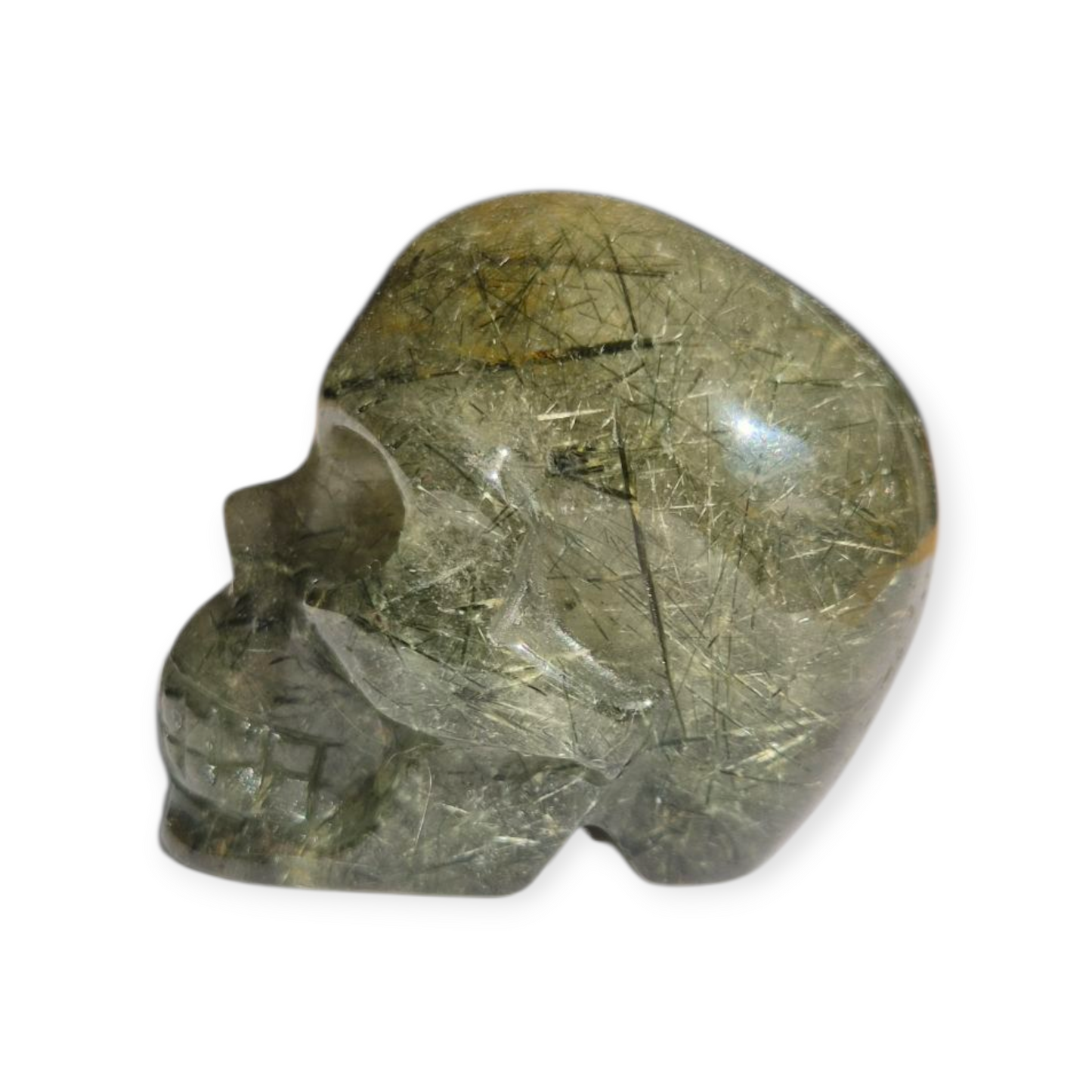 Crystals -  Epidote in Prehnite Skull