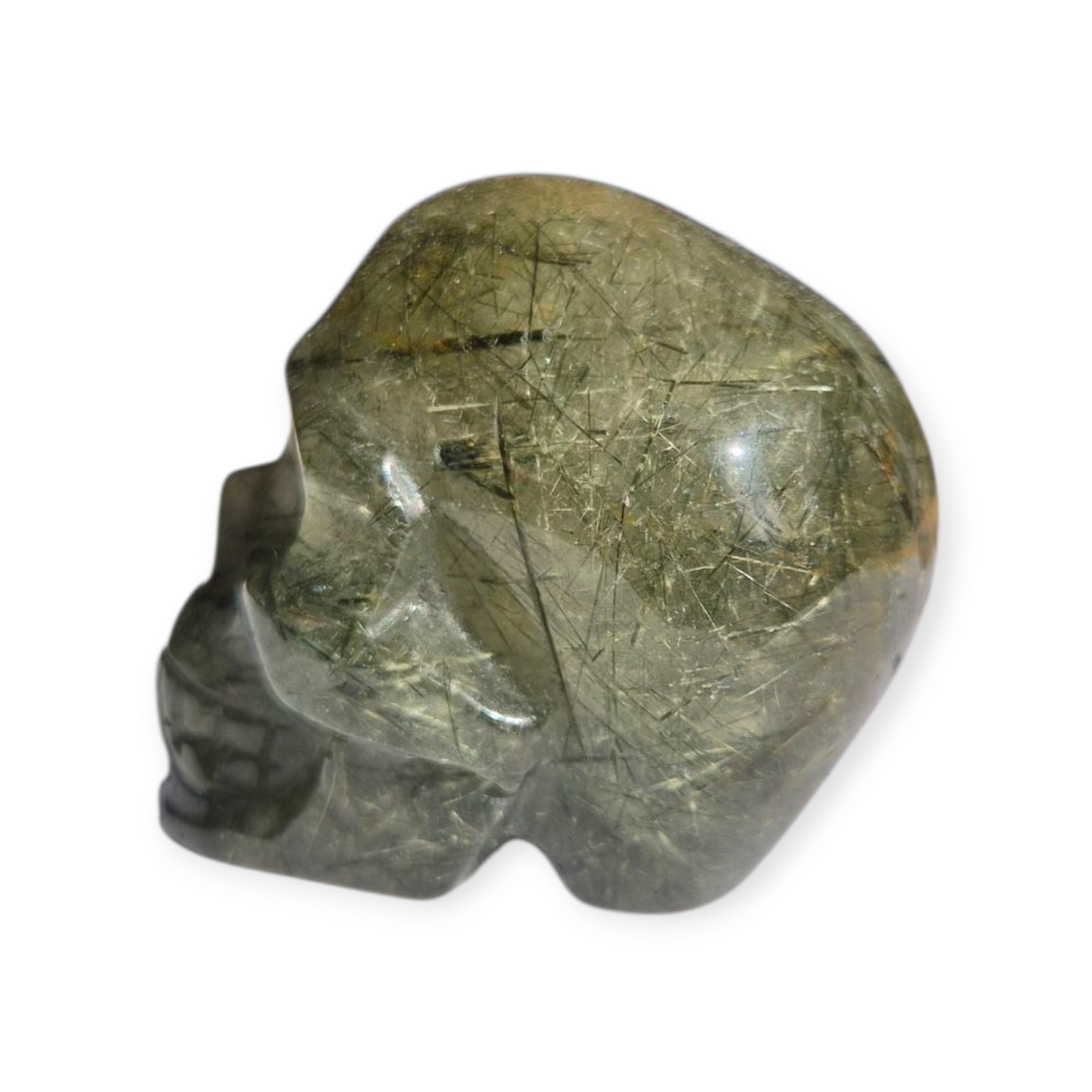 Crystals -  Epidote in Prehnite Skull