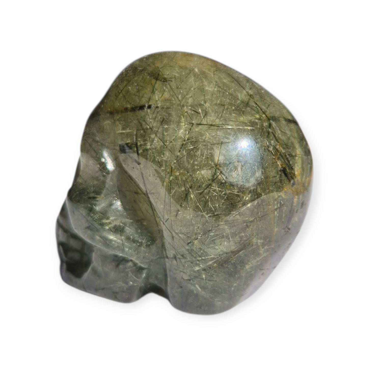 Crystals -  Epidote in Prehnite Skull