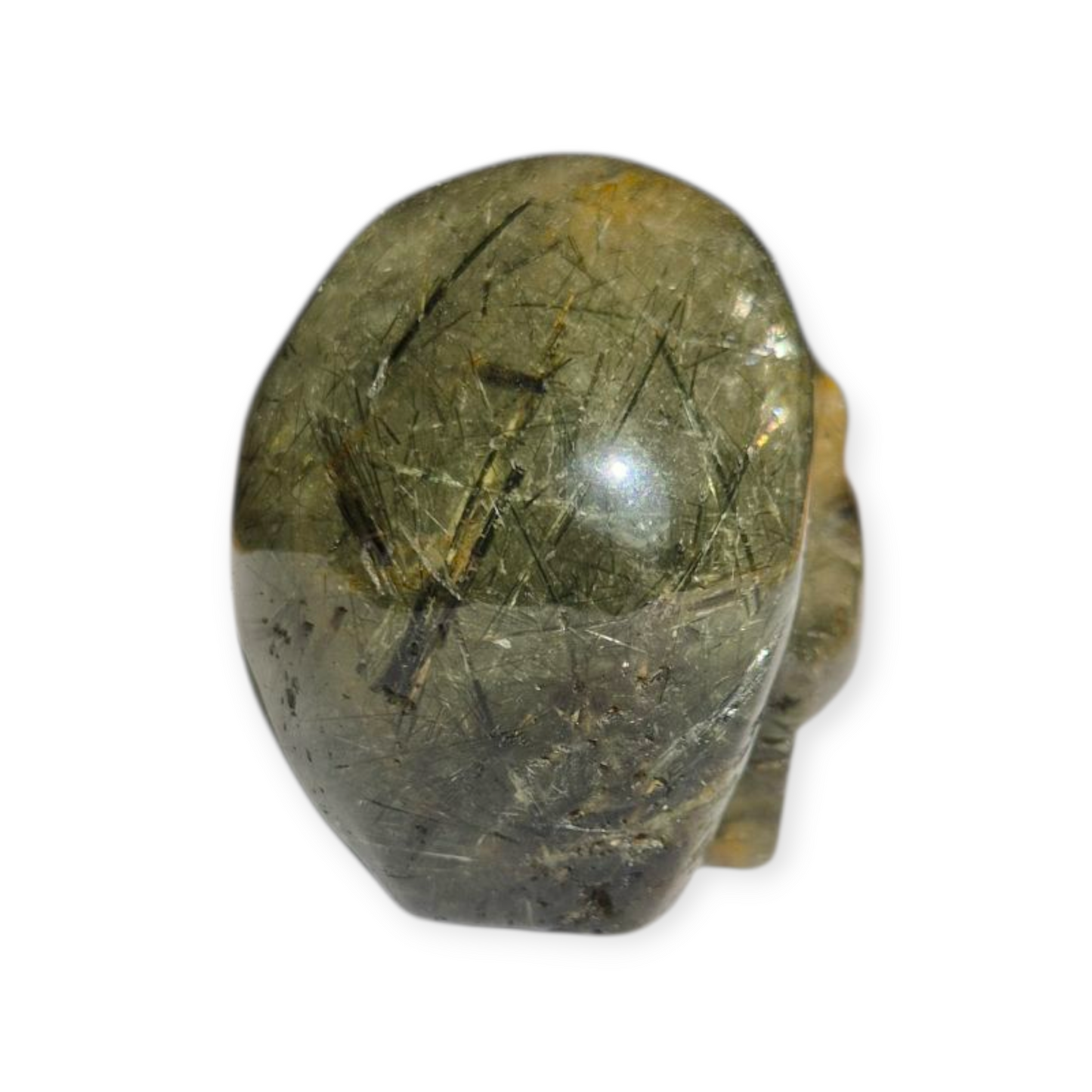 Crystals -  Epidote in Prehnite Skull
