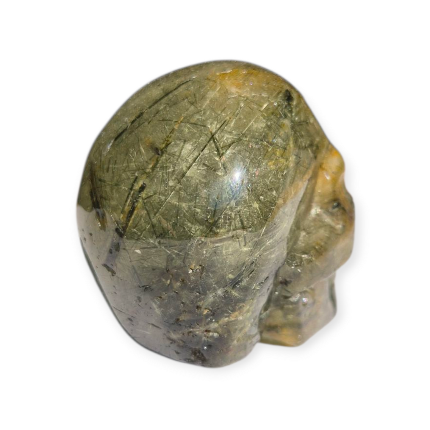 Crystals -  Epidote in Prehnite Skull