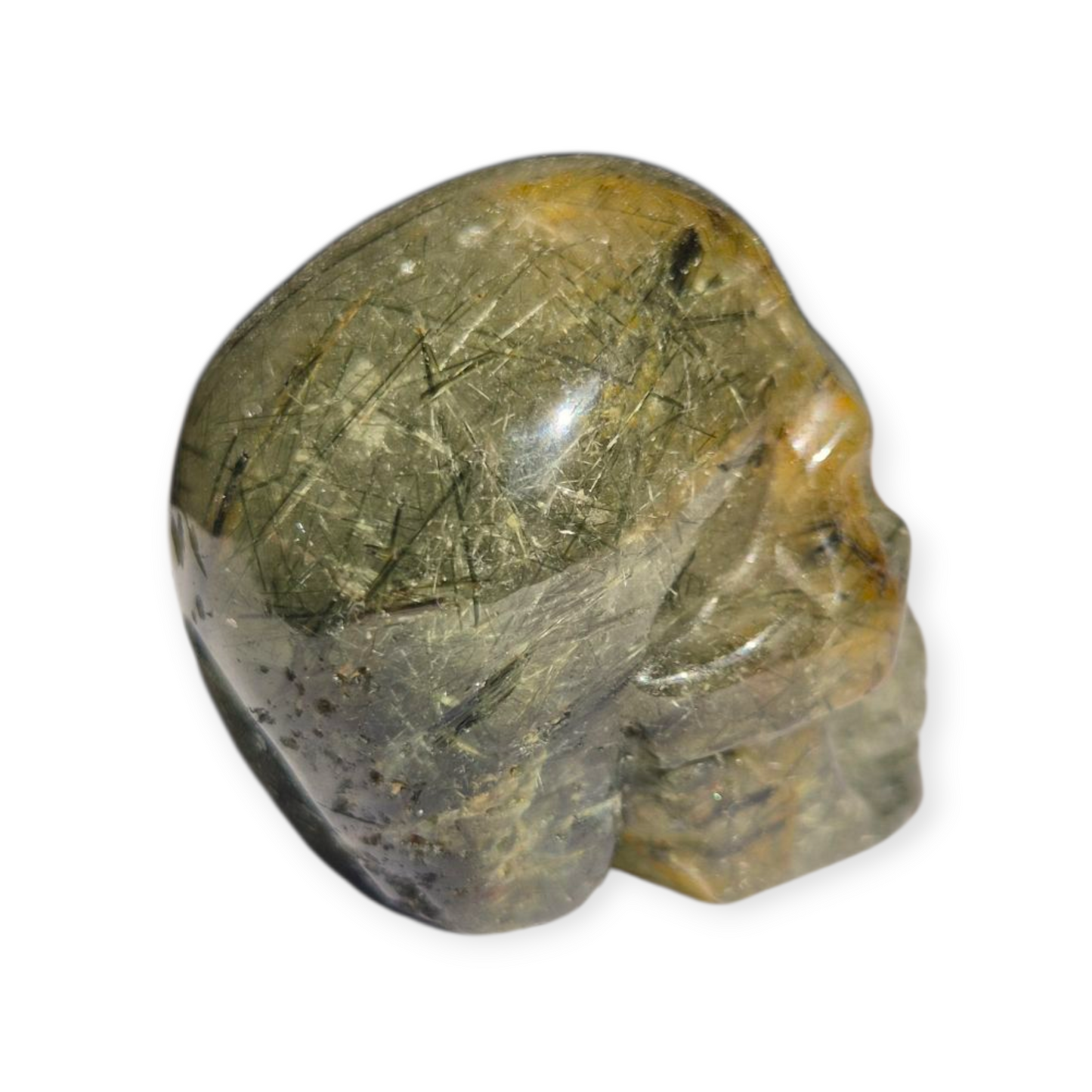 Crystals -  Epidote in Prehnite Skull