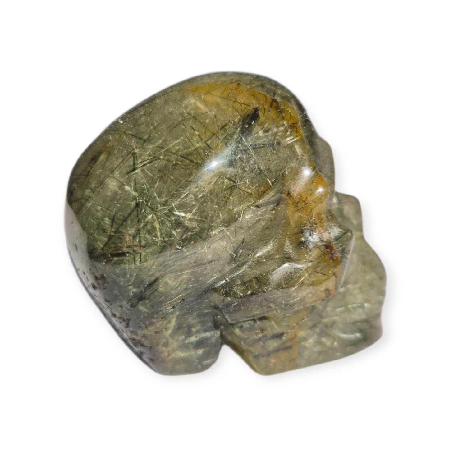 Crystals -  Epidote in Prehnite Skull
