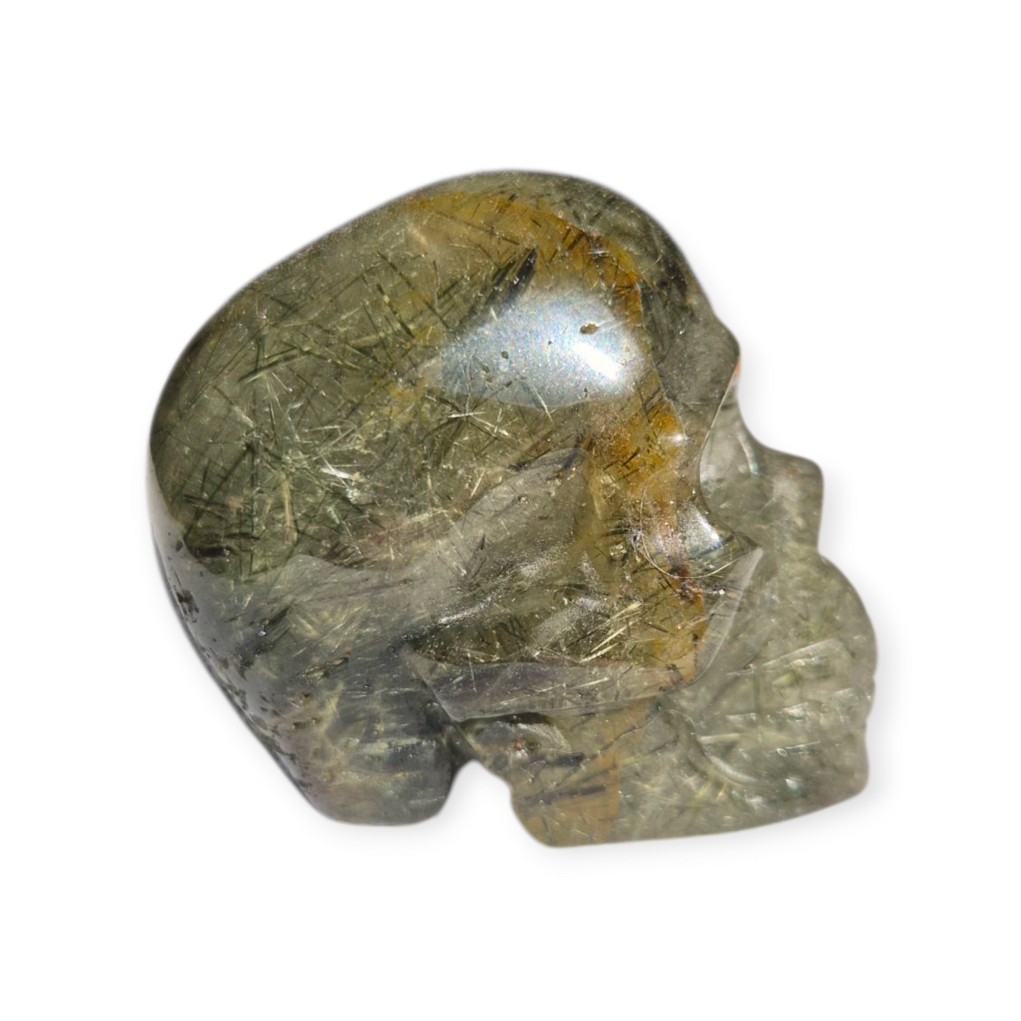 Crystals -  Epidote in Prehnite Skull