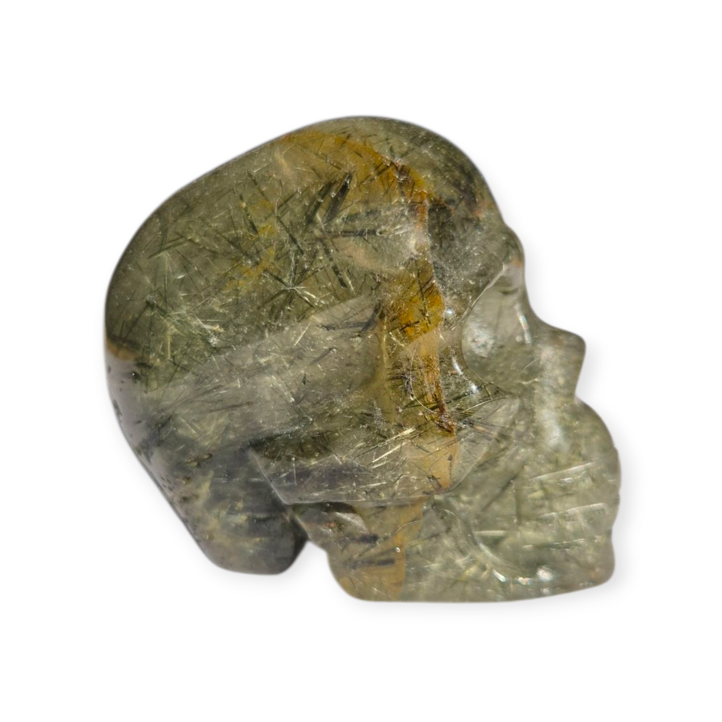 Crystals -  Epidote in Prehnite Skull