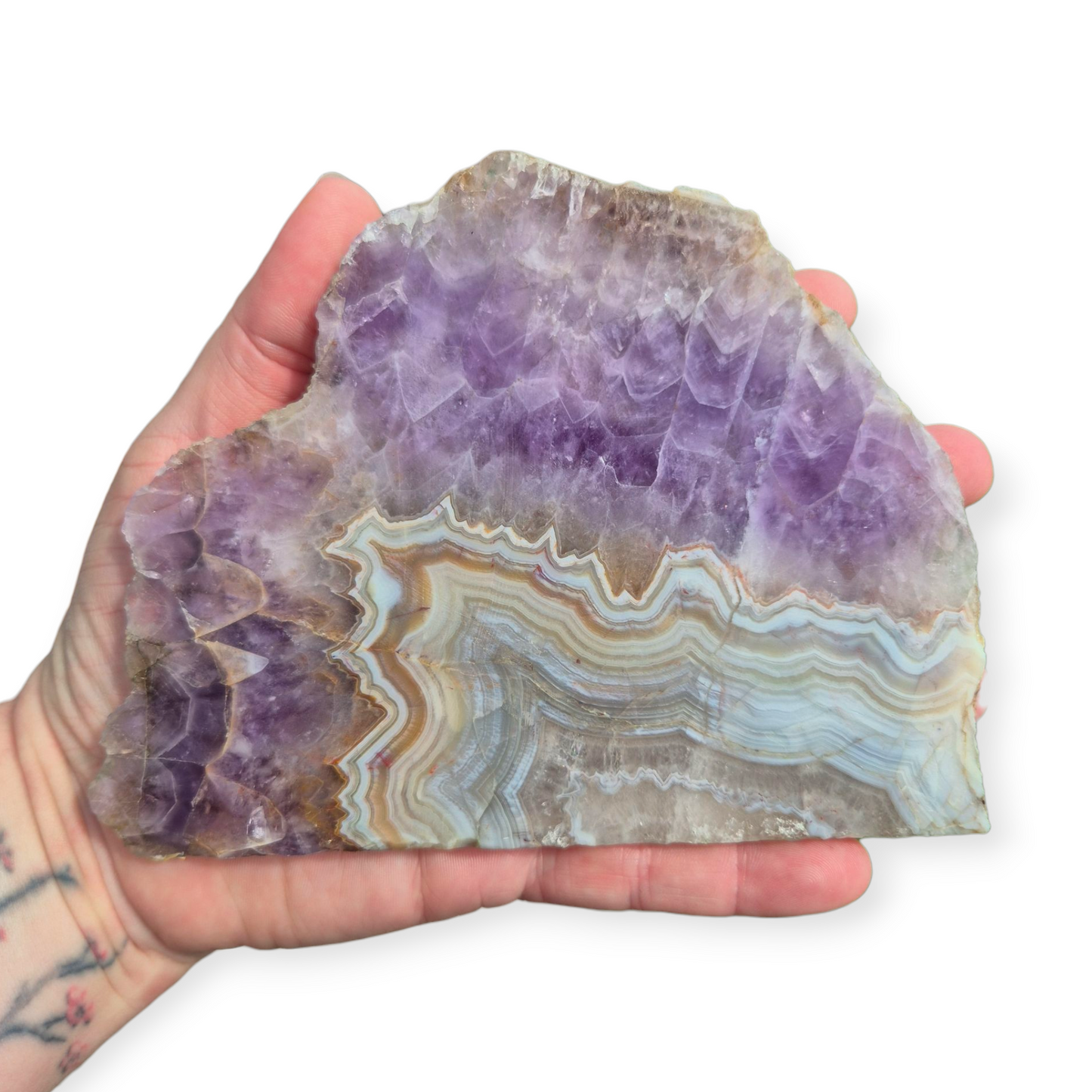 Crystals - Amethyst with Agate Polished Slab