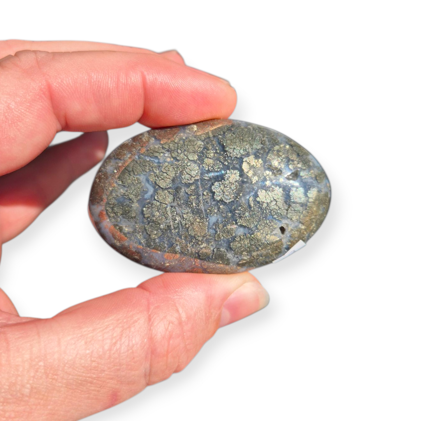 Crystals - Pyrite (in Chalcedony) Palmstone